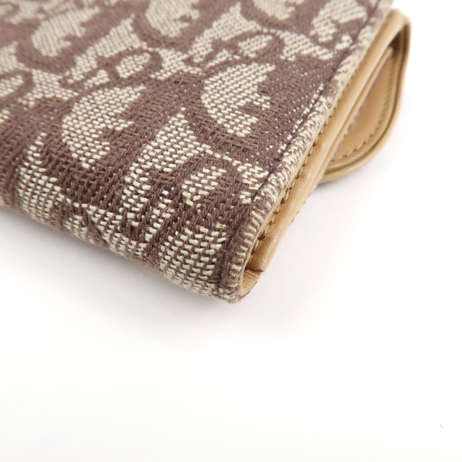 Christian Dior Trotter Canvas Leather Bi-fold Compact Wallet Brown