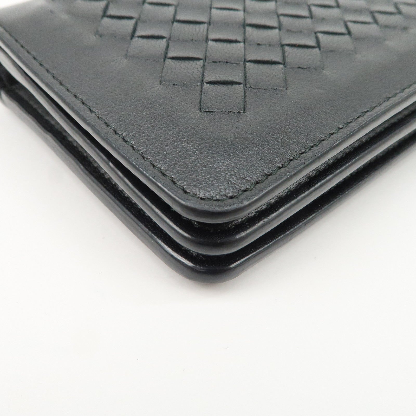 BOTTEGA VENETA Intrecciato Leather Chain Wallet Black
