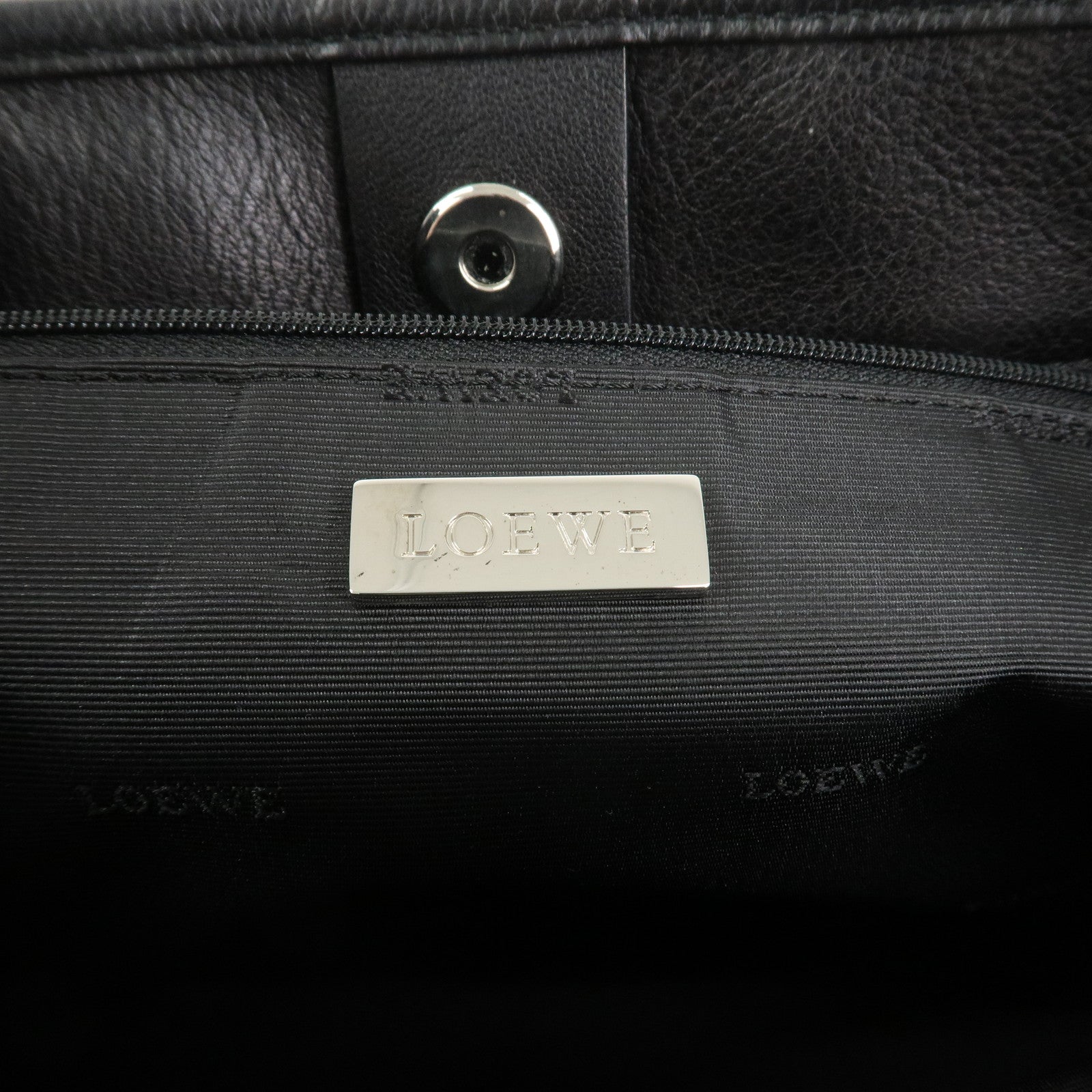 LOEWE Anagram Leather Tote Bag Hand Bag Black