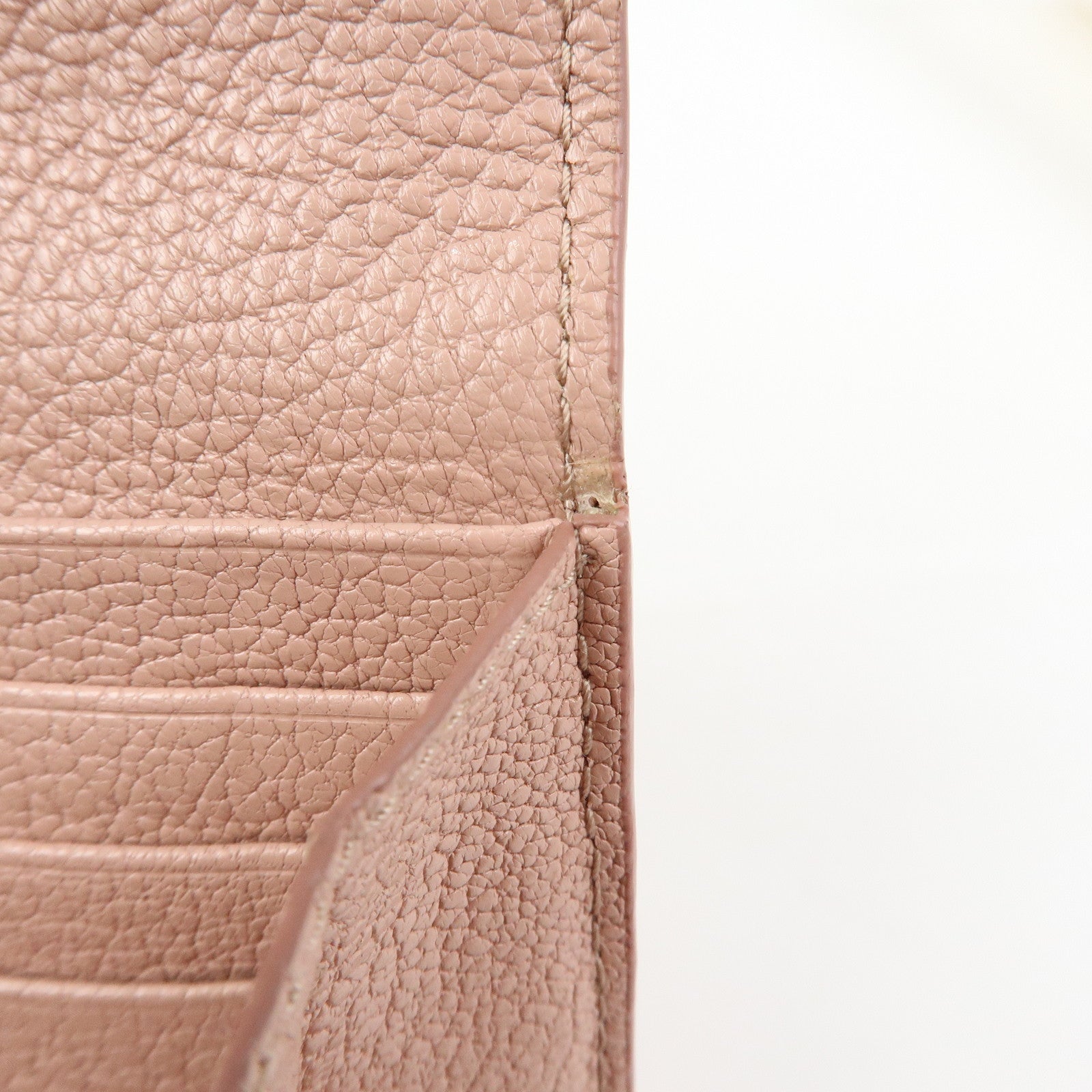 MIU MIU Madras Leather Ribbon Bi-fold Long Wallet Pink 5MH109