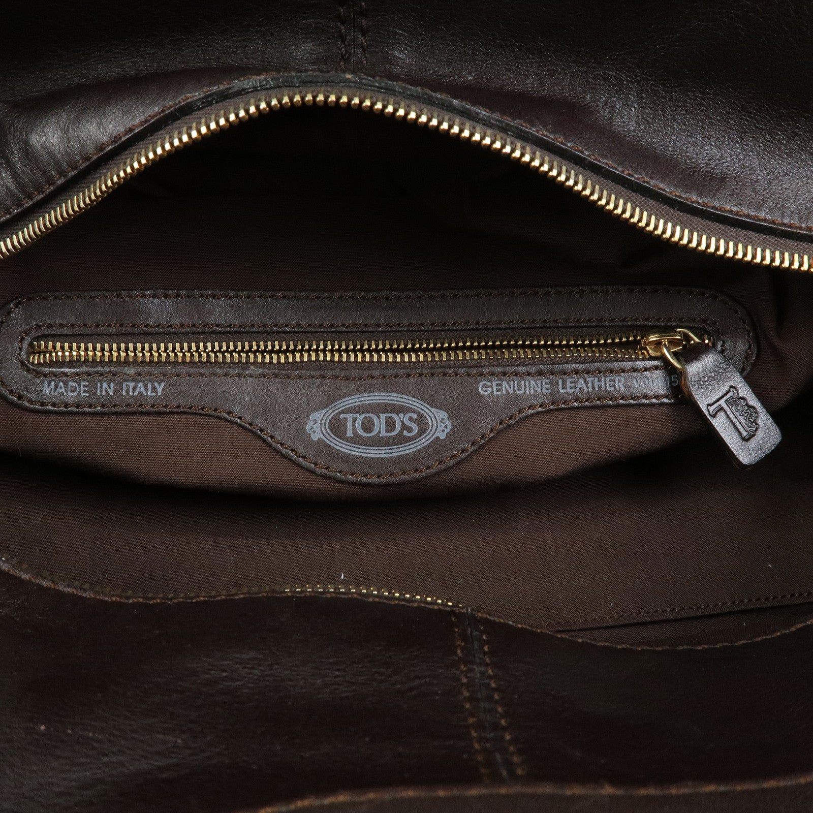 TOD'S Logo Leather Shoulder Bag Hand Bag Brown