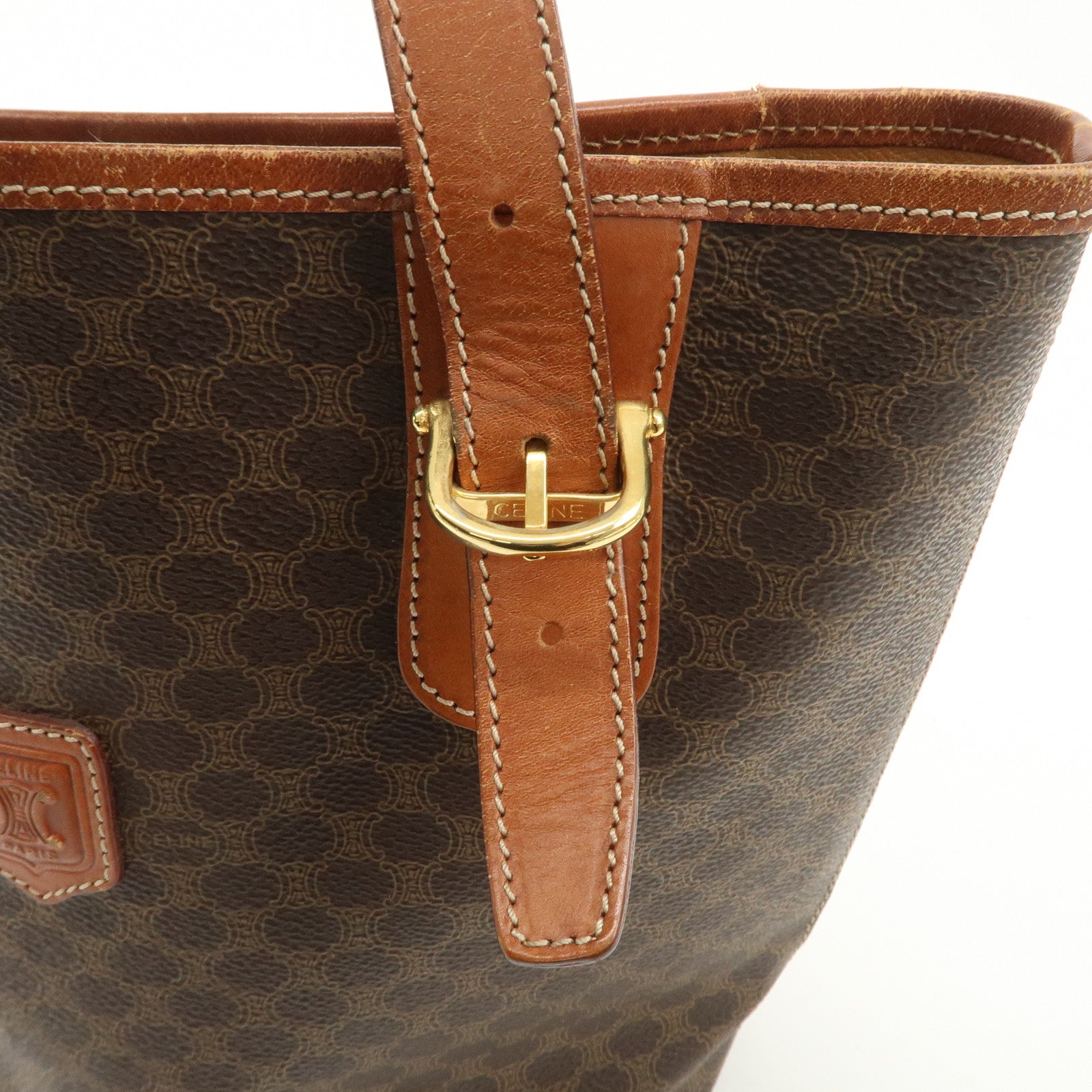 CELINE Macadam PVC Leather Shoulder Bag Tote Bag Brown