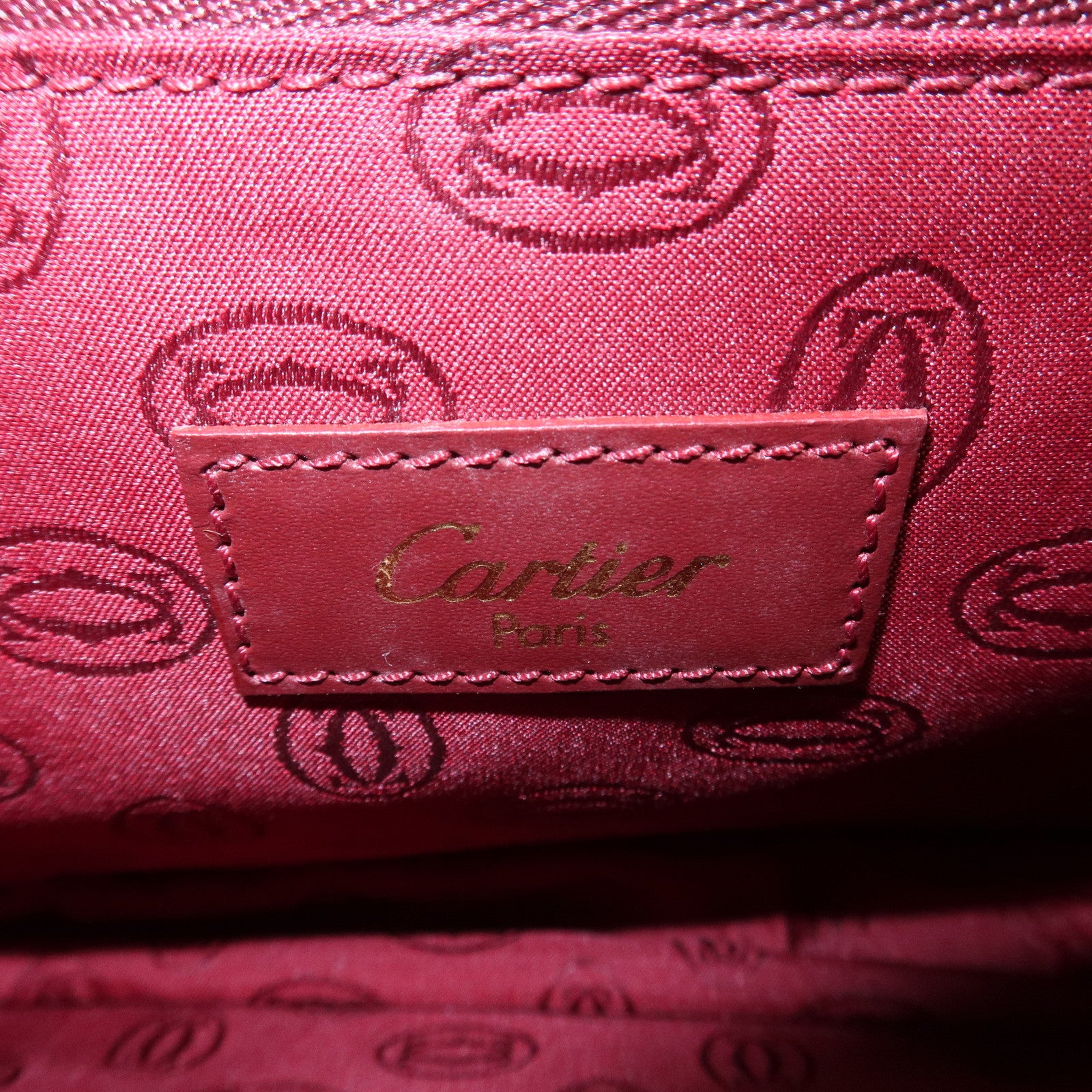 Cartier Must De Cartier Calf Leather Shoulder Bag Hand Bag Burgundy