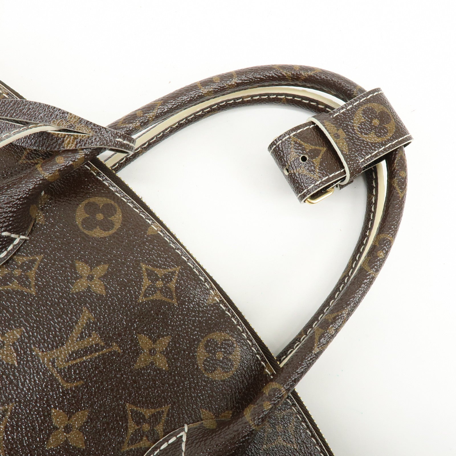 Louis Vuitton Shiny Monogram Canvas Lockit Hand Bag Brown M40597