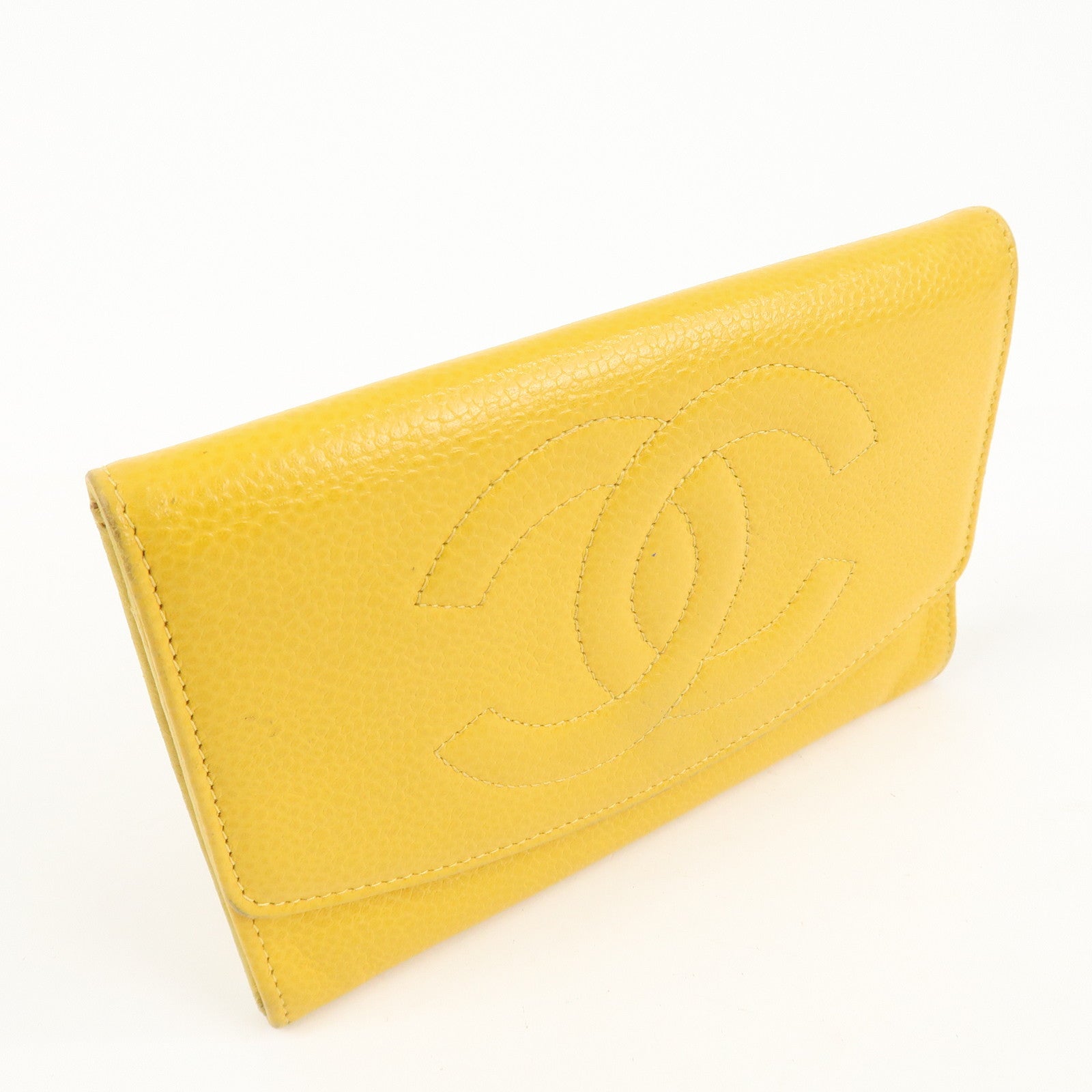 CHANEL COCO Mark Caviarskin Bi-Fold Card Case Coin Case 4072657 Used