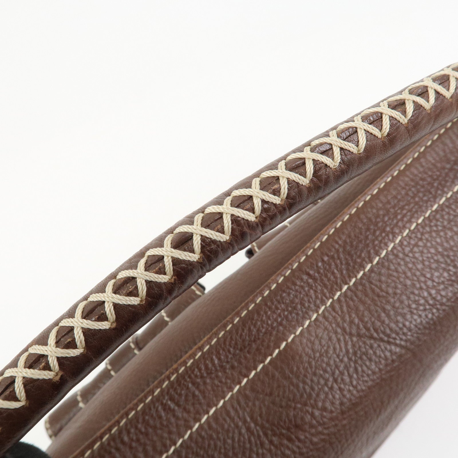 CELINE Macadam Logo Leather Hand Bag Shoulder Bag Brown