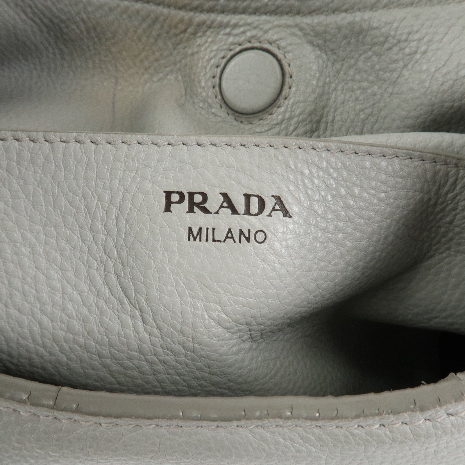 PRADA Logo Leather Shoulder Bag Hand Bag Gray 1BC013