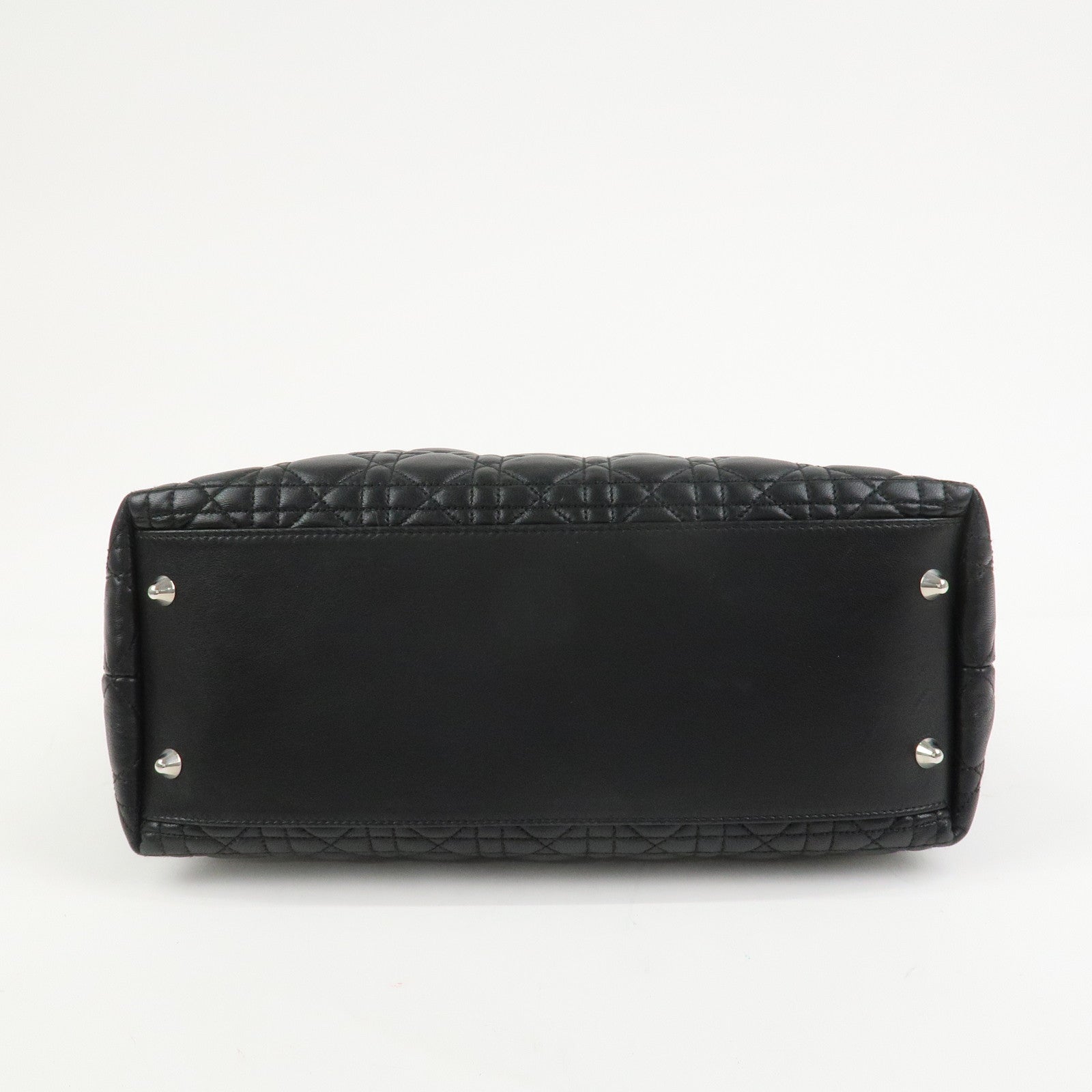 Christian Dior Lady Dior Cannage Leather Tote Bag Hand Bag Black