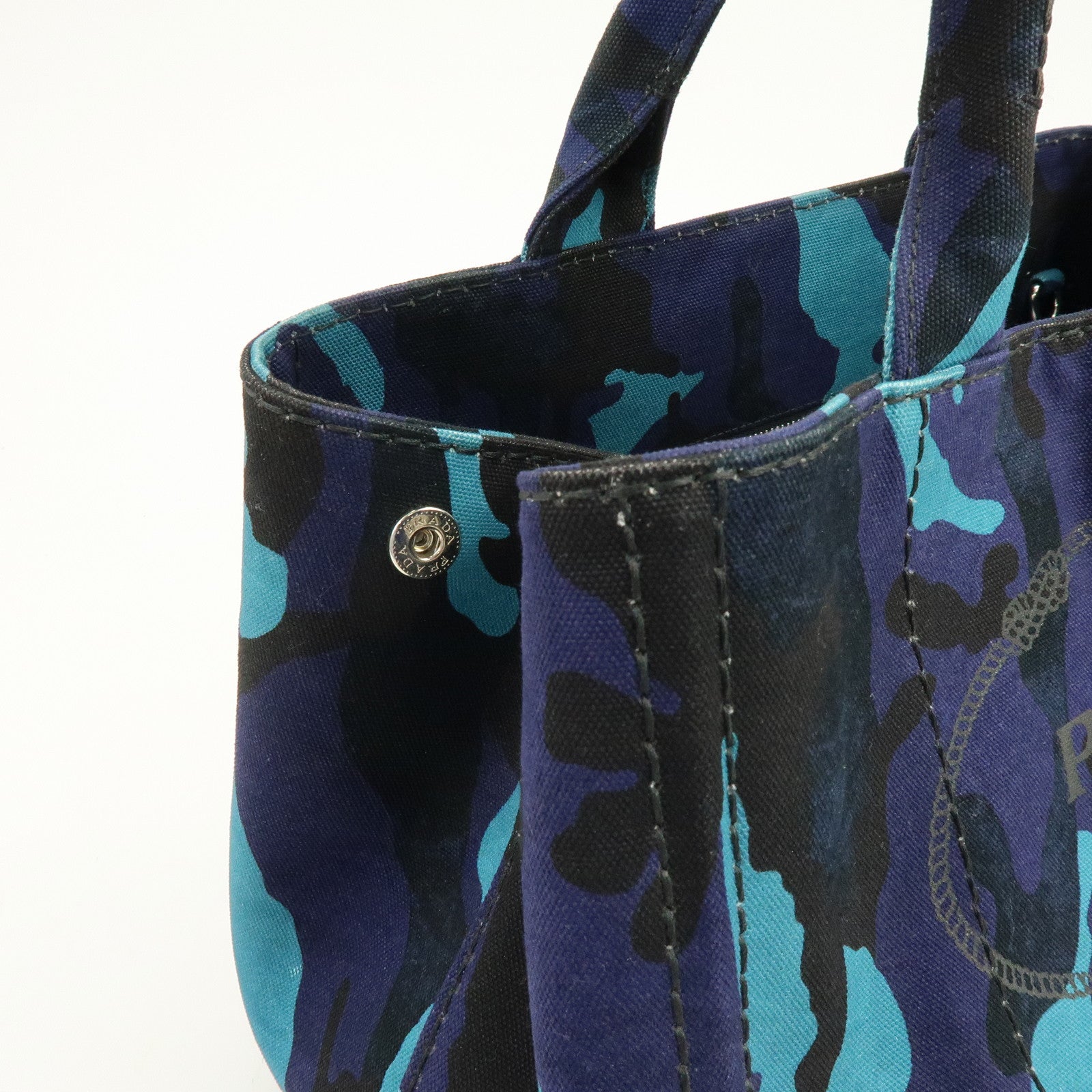 PRADA Triangle Logo Canapa Canvas 2Way Hand Bag Camouflage B2642B