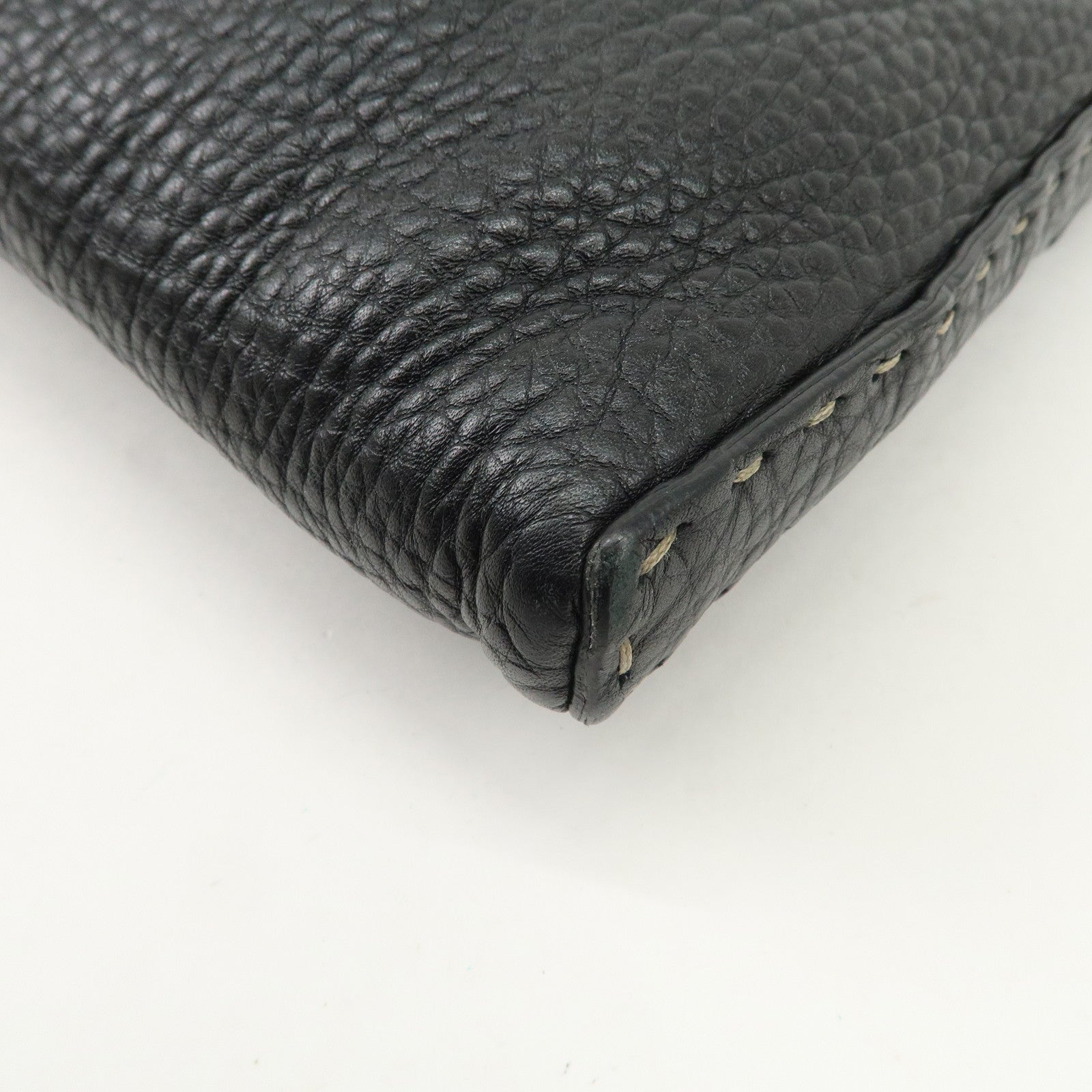 FENDI Selleria Leather Shoulder Bag Crossbody Bag Black 8BT109 Used