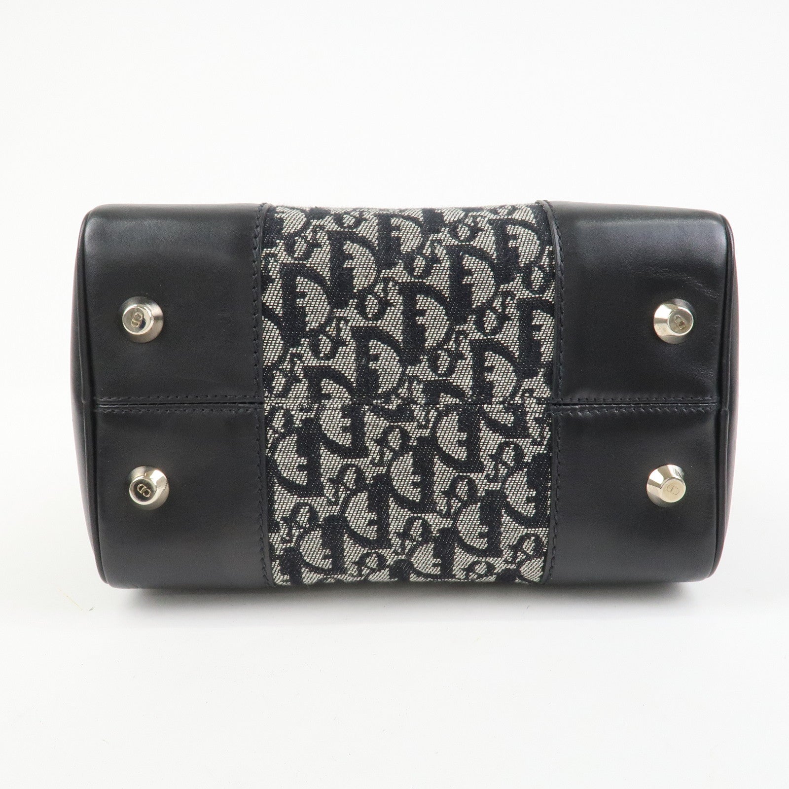 Christian Dior Trotter Canvas Leather Mini Boston Hand Bag Black