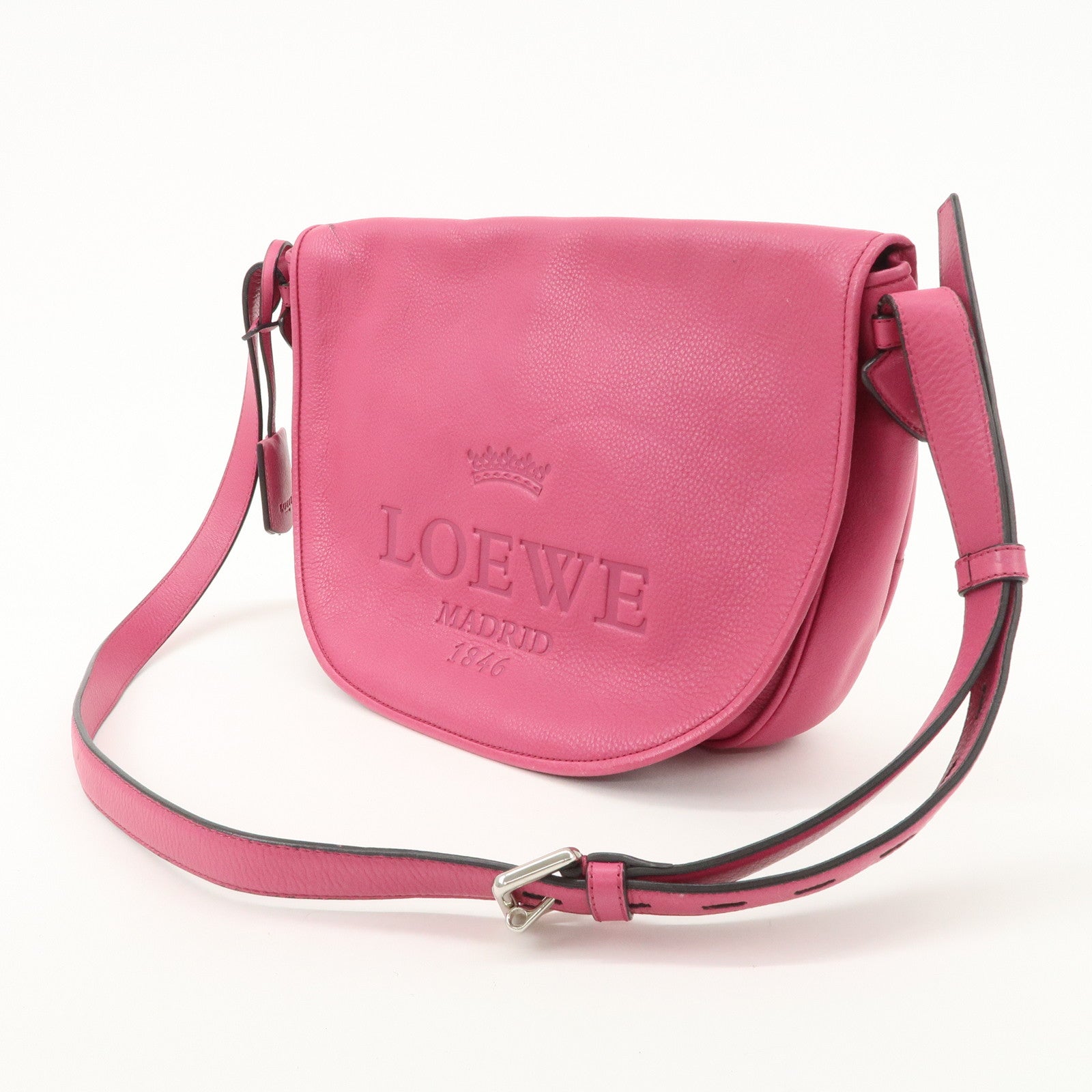 LOEWE Heritage Leather Shoulder Bag Crossbody Bag Pink