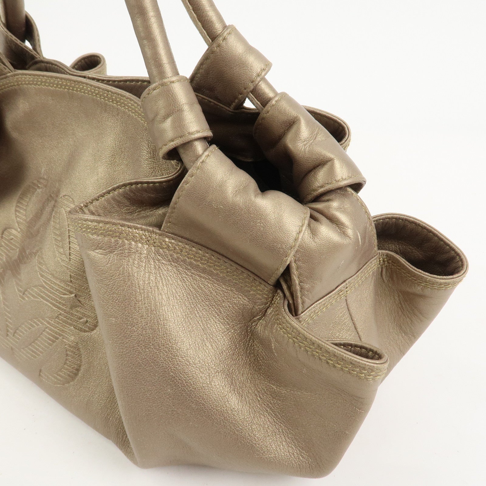 LOEWE Anagram Logo Nappa Aire Nappa Leather Hand Bag Gold