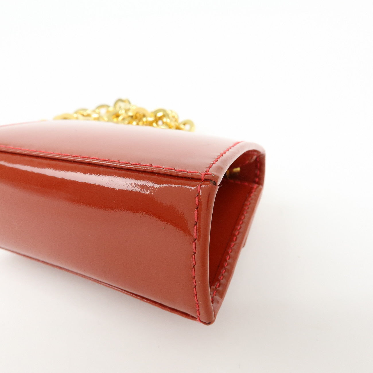 Ferragamo Gancini Patent Leather Chain Shoulder Crossbody Bag Red