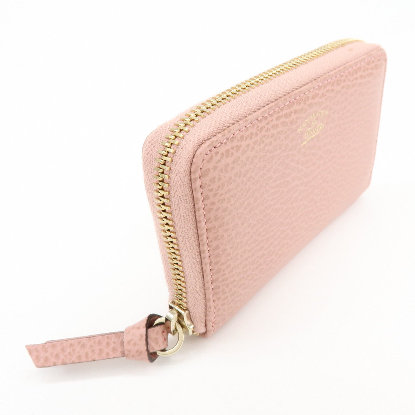 GUCCI Swing Leather Coin Case Compact Wallet Pink 368877