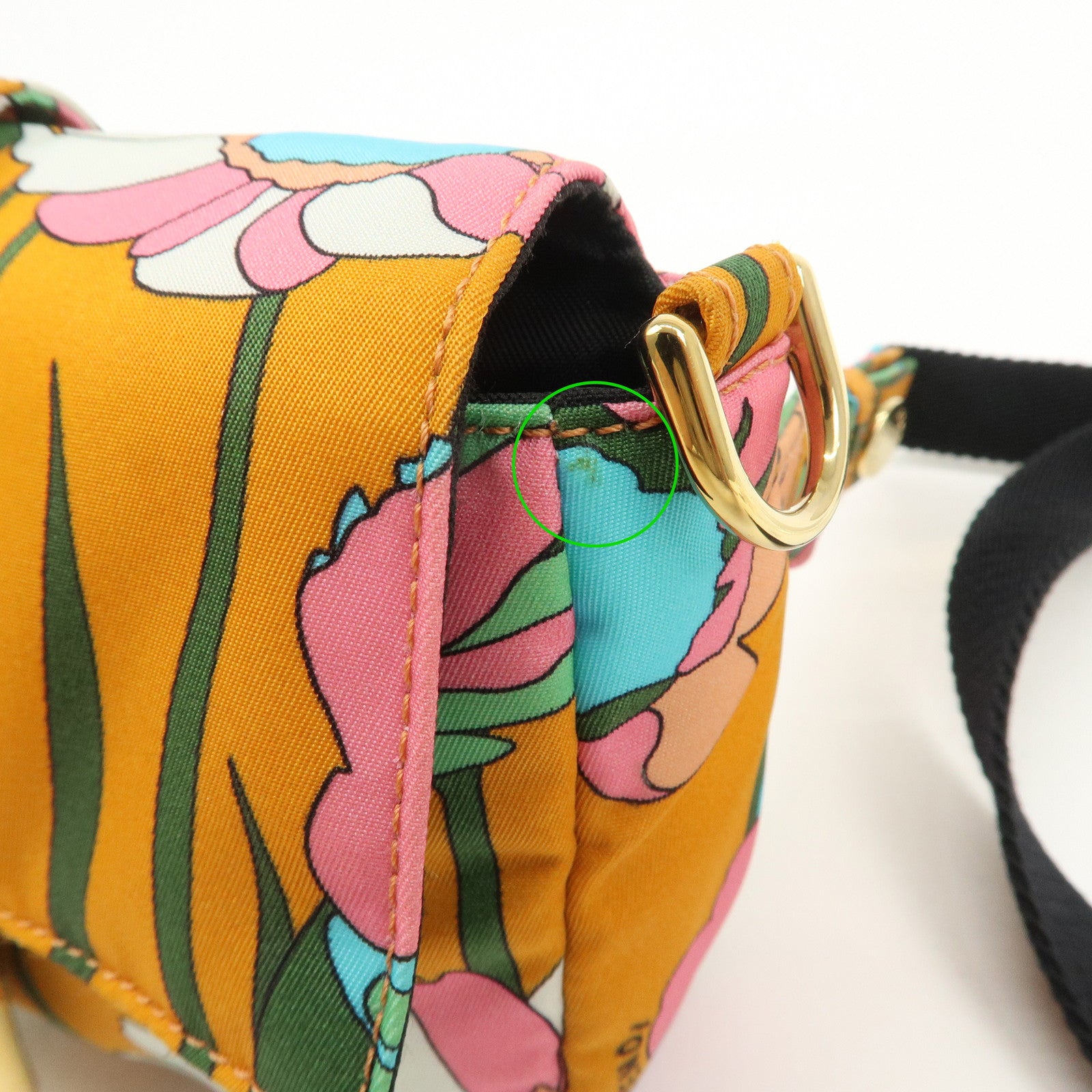 FENDI Bagguette Nylon 2Way Bag Waist Bag Orange Multi Color 8BR782 Used