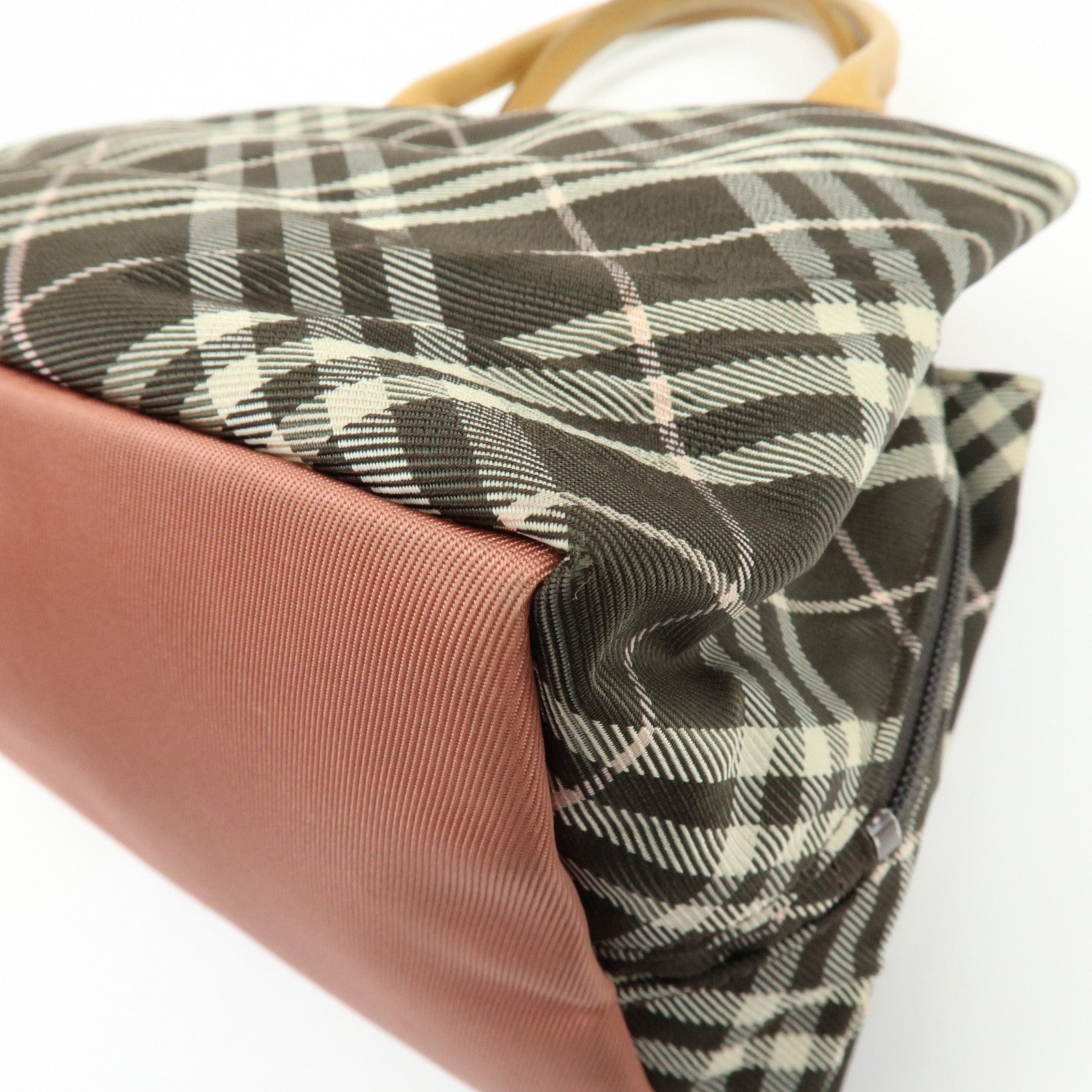BURBERRY Blue Label Nylon Leather Tote Bag Hand Bag Brown