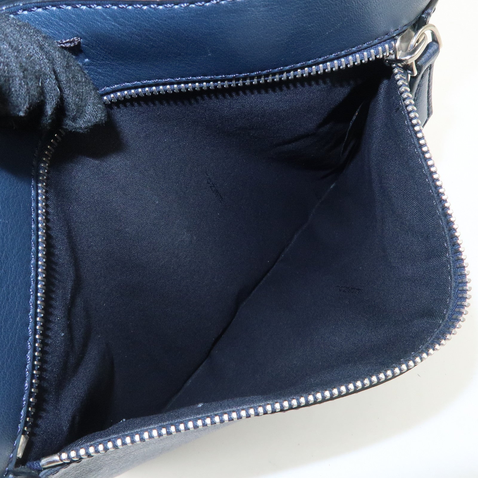 FENDI Logo Leather Shoulder Bag Crossbody Bag Navy 7VA357 Used