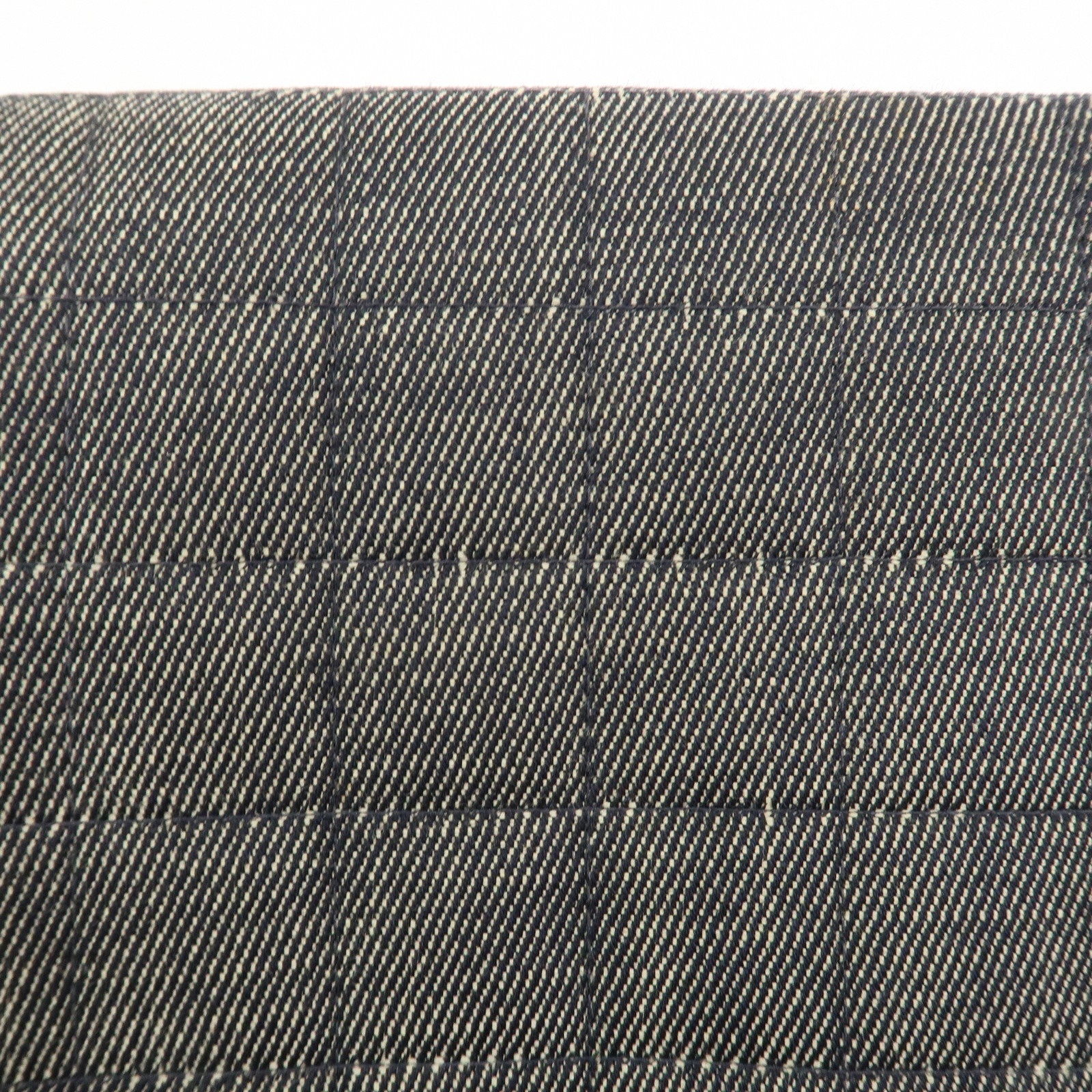 CHANEL Chocolate Bar Denim Leather Chain Shoulder Hand Bag Black