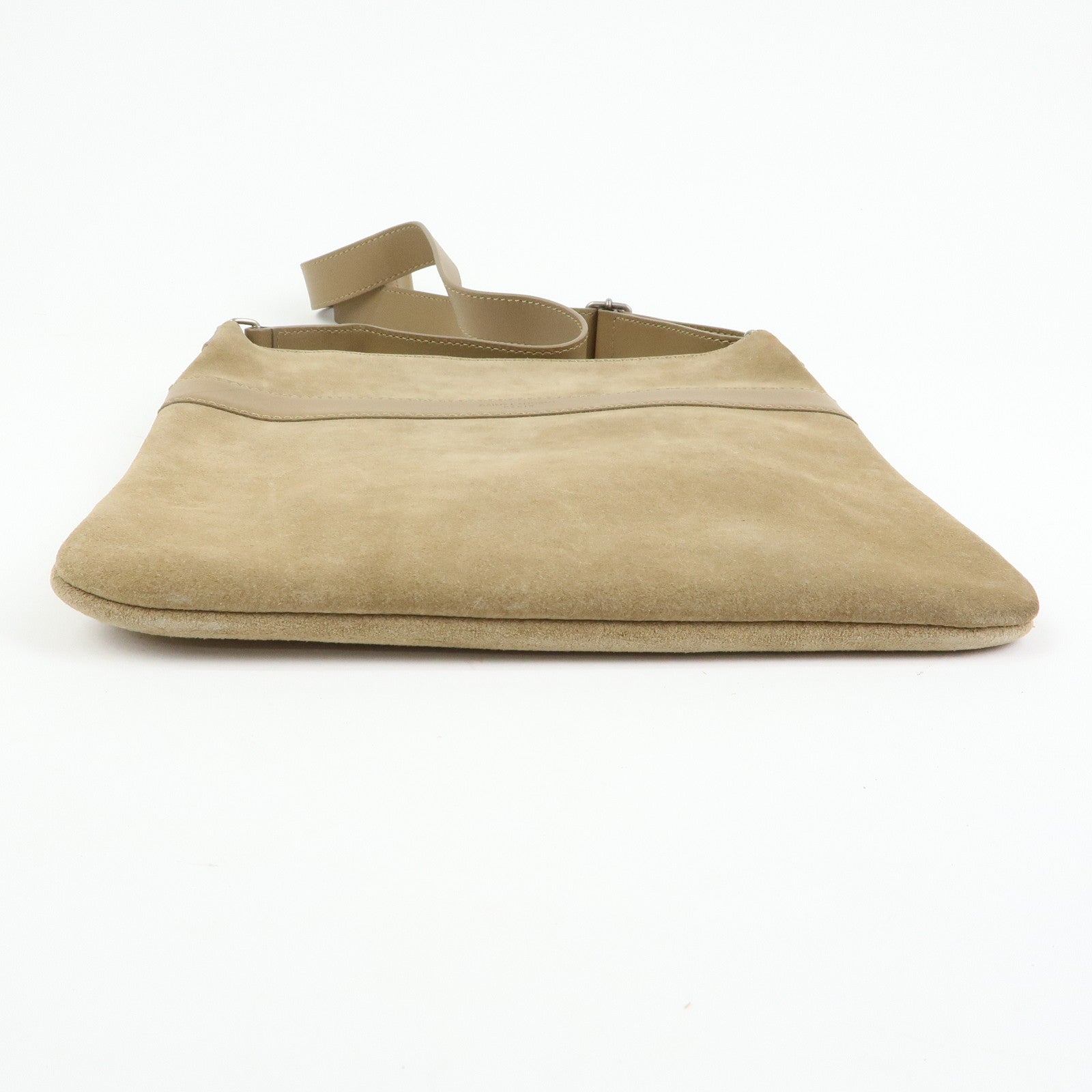 SAINT LAURENT PARIS Suede Leather Shoulder Crossbody Bag Beige