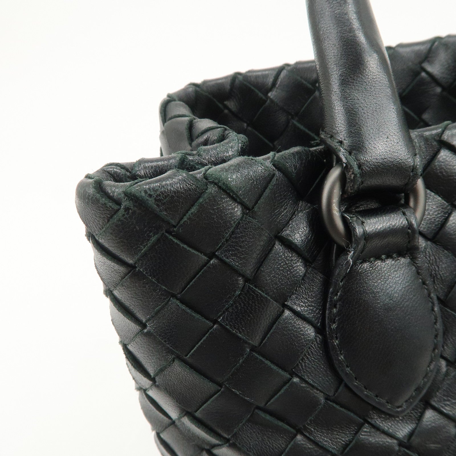 BOTTEGA VENETA Intrecciato Leather Tote Bag Hand Bag Black 225166