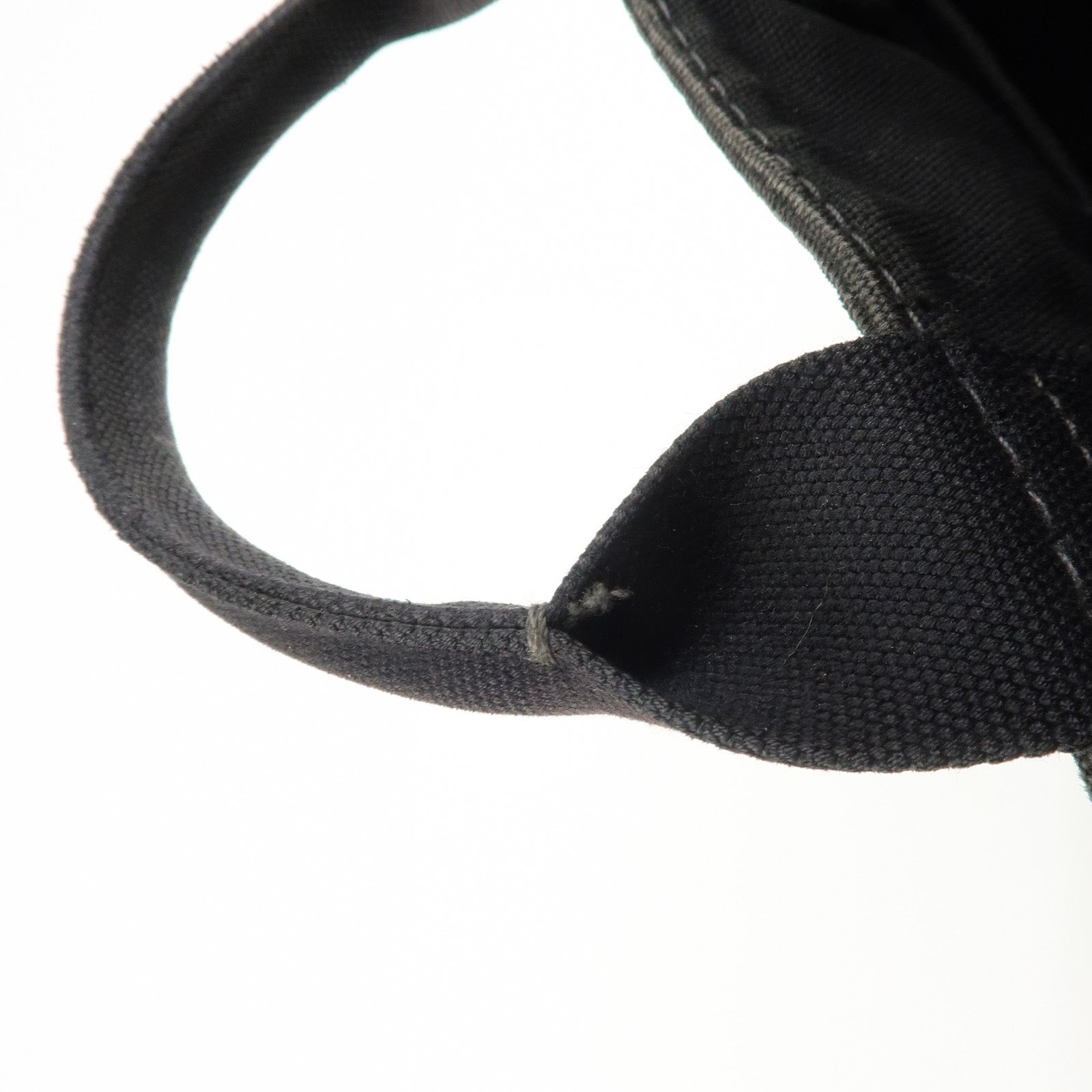 PRADA Logo Canapa Mini Canvas Tote Bag Hand Bag Black BN2439 Used