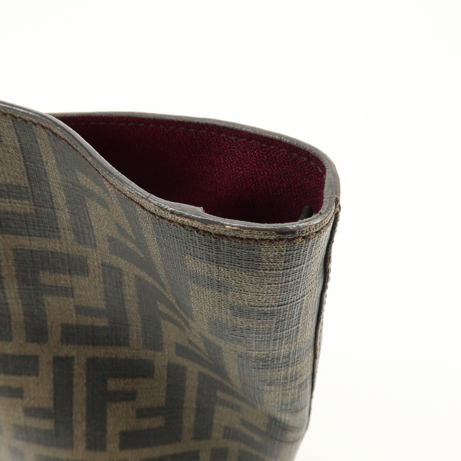 FENDI Zucca PVC Leather Tote Bag Shoulder Bag Brown Pink 8BH185