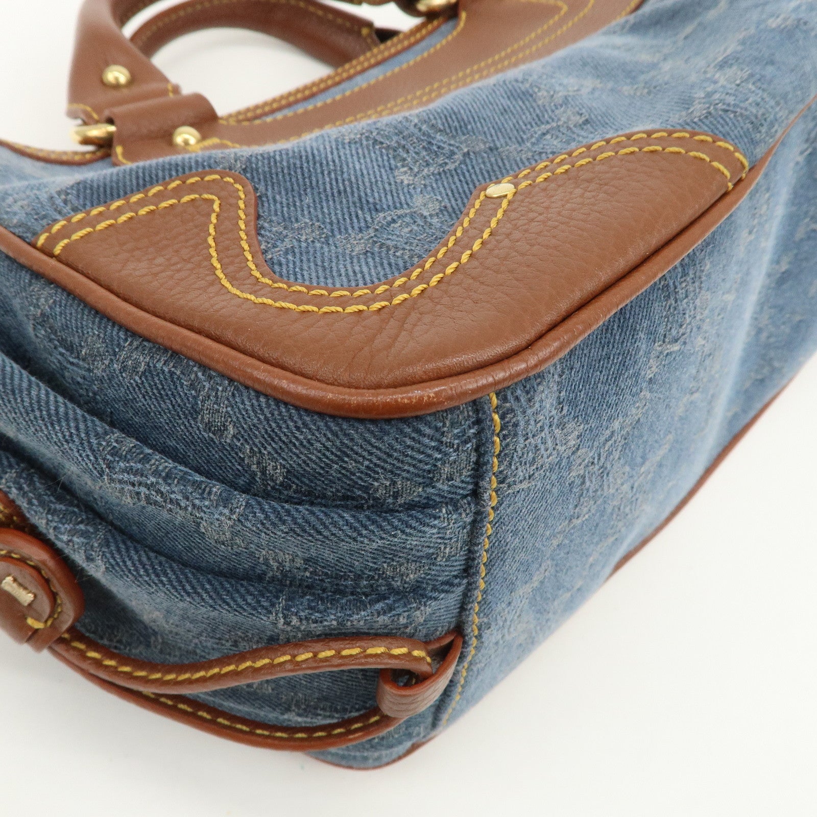 CELINE Macadam Denim Leather Boogie Bag Blue Brown