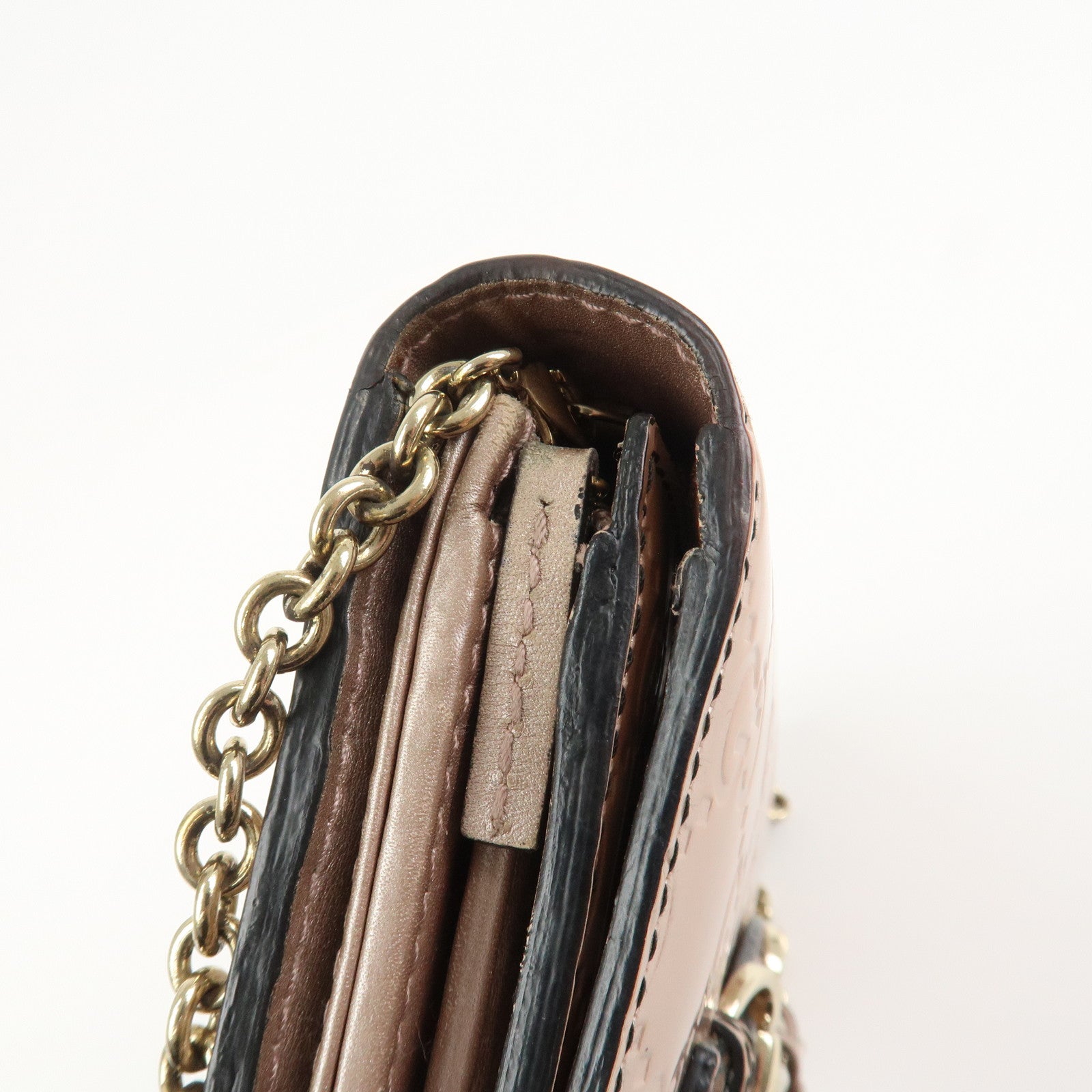 GUCCI Horsebit Guccissima Leather Chain Wallet Tassel Pink 295360