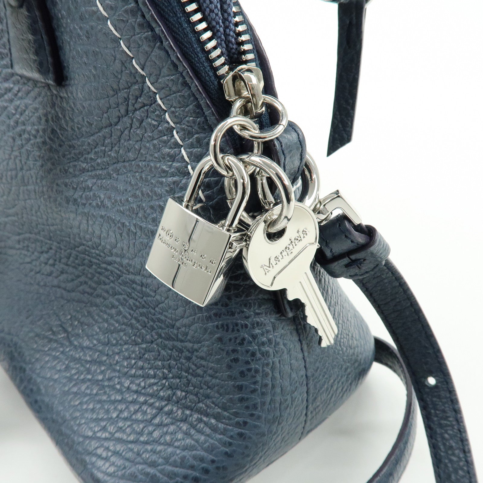 Maison Margiela 5AC Leather Canvas 2Way Bag Hand Shoulder Bag Navy