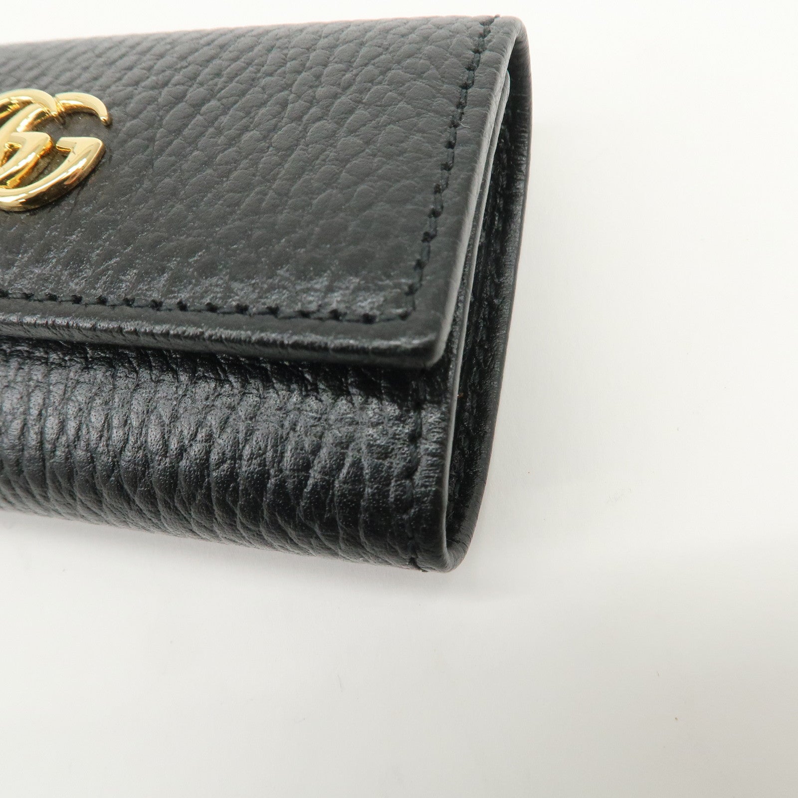 GUCCI GG Marmont Calf Leather 6 Rings Key Case Black 456118