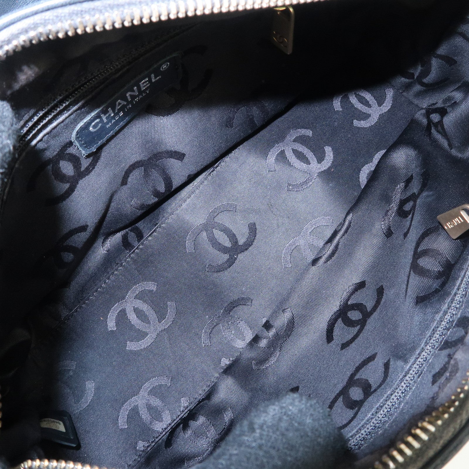 CHANEL COCO Mark Wild Stich Lamb Skin Chain Shoulder Bag Black Used