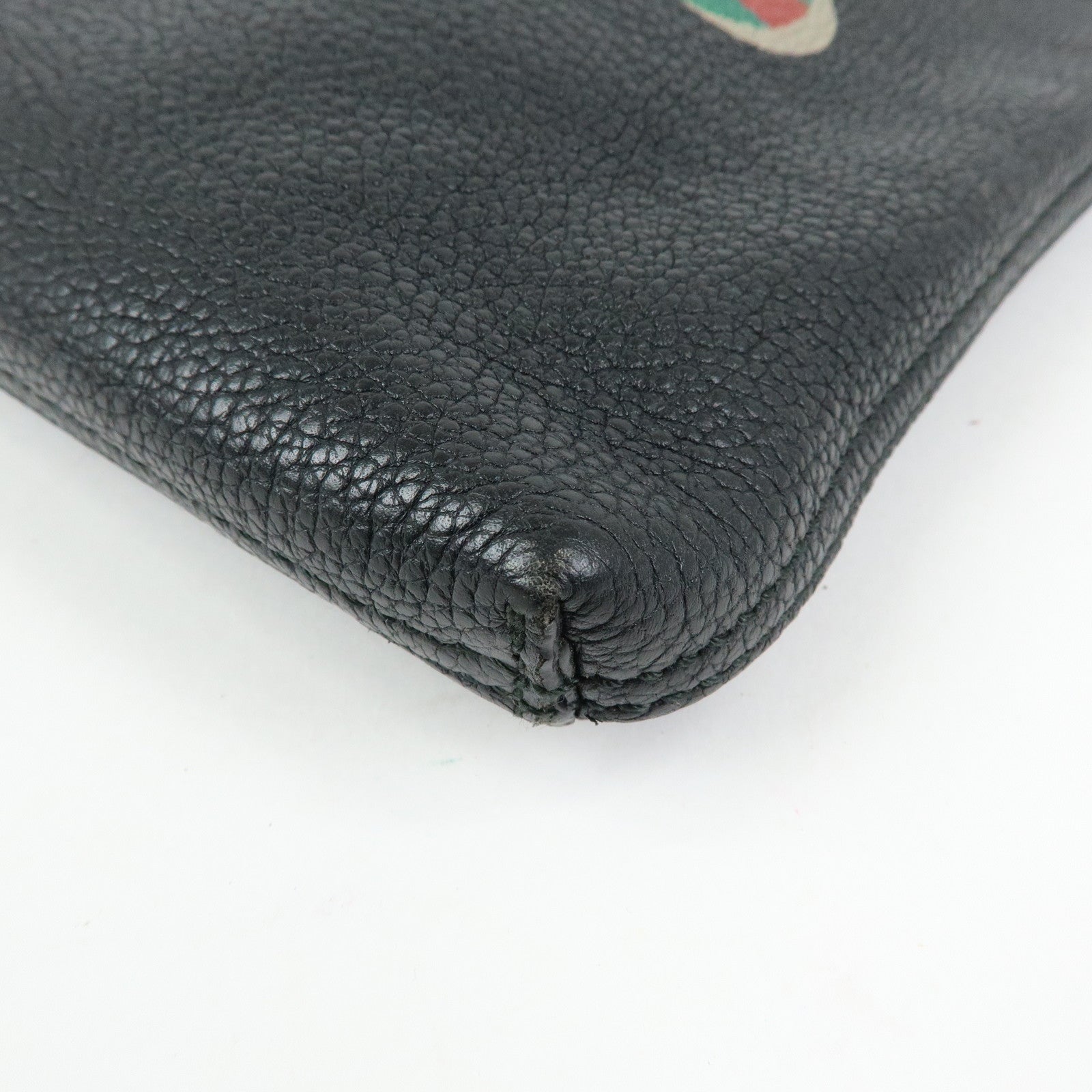 GUCCI Sherry Vintage Logo Leather Clutch Bag Black 500981