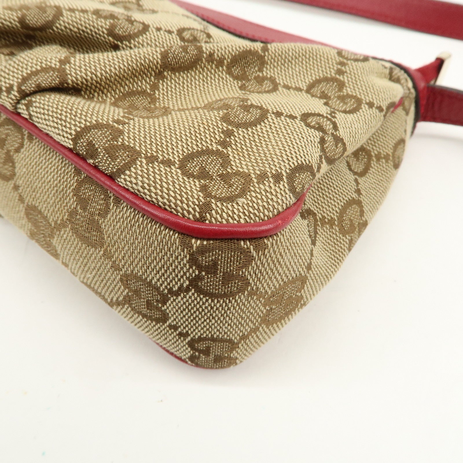 GUCCI Lovely Heart GG Monogram Canvas Leather Hand Bag Brown 245938
