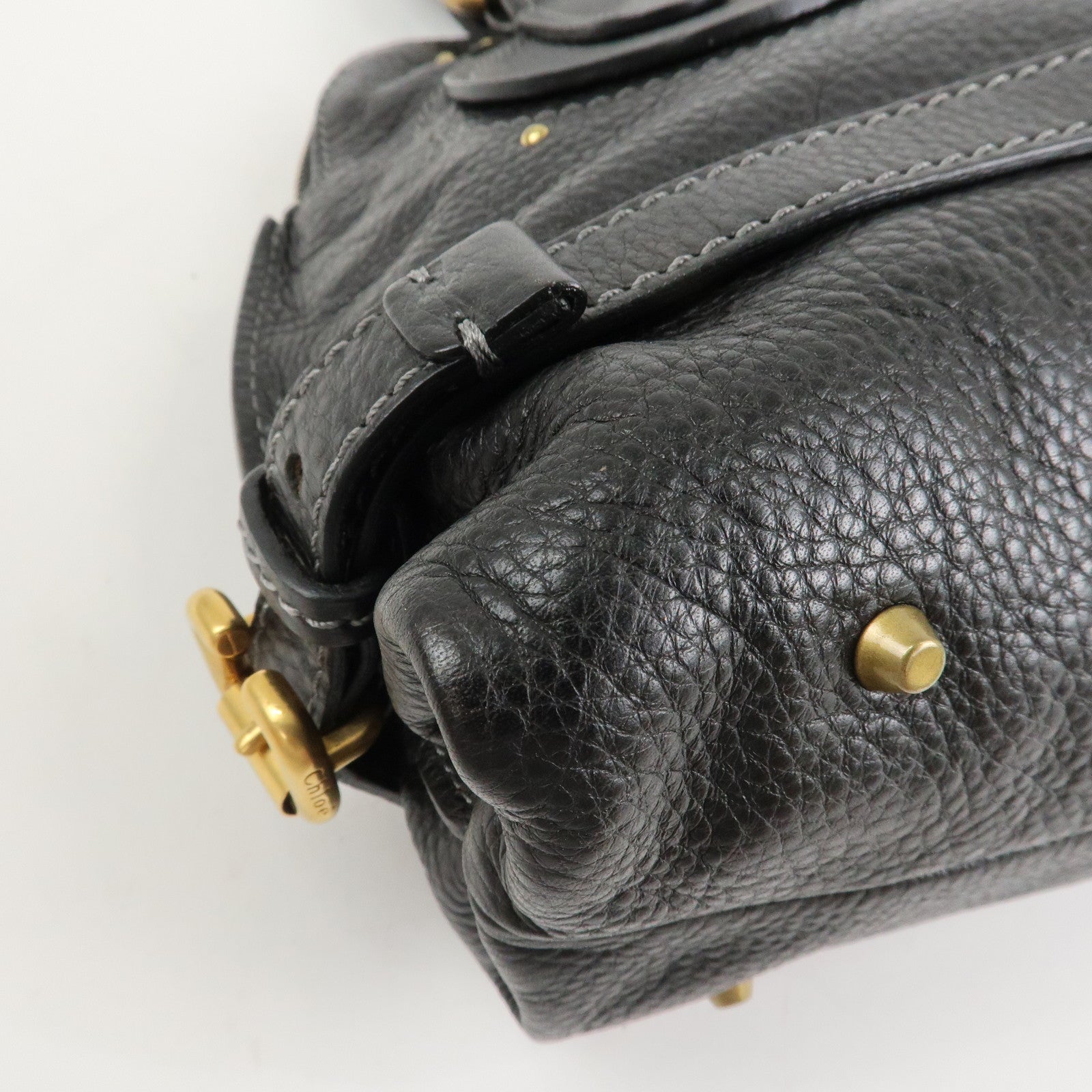 Chloe Paddington Leather Hand Bag Shoulder Bag Black Gold Hardware