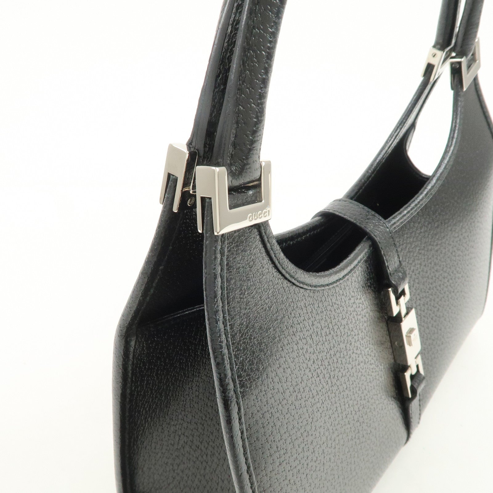 GUCCI Jackie Leather Hand Bag Black 002.1068