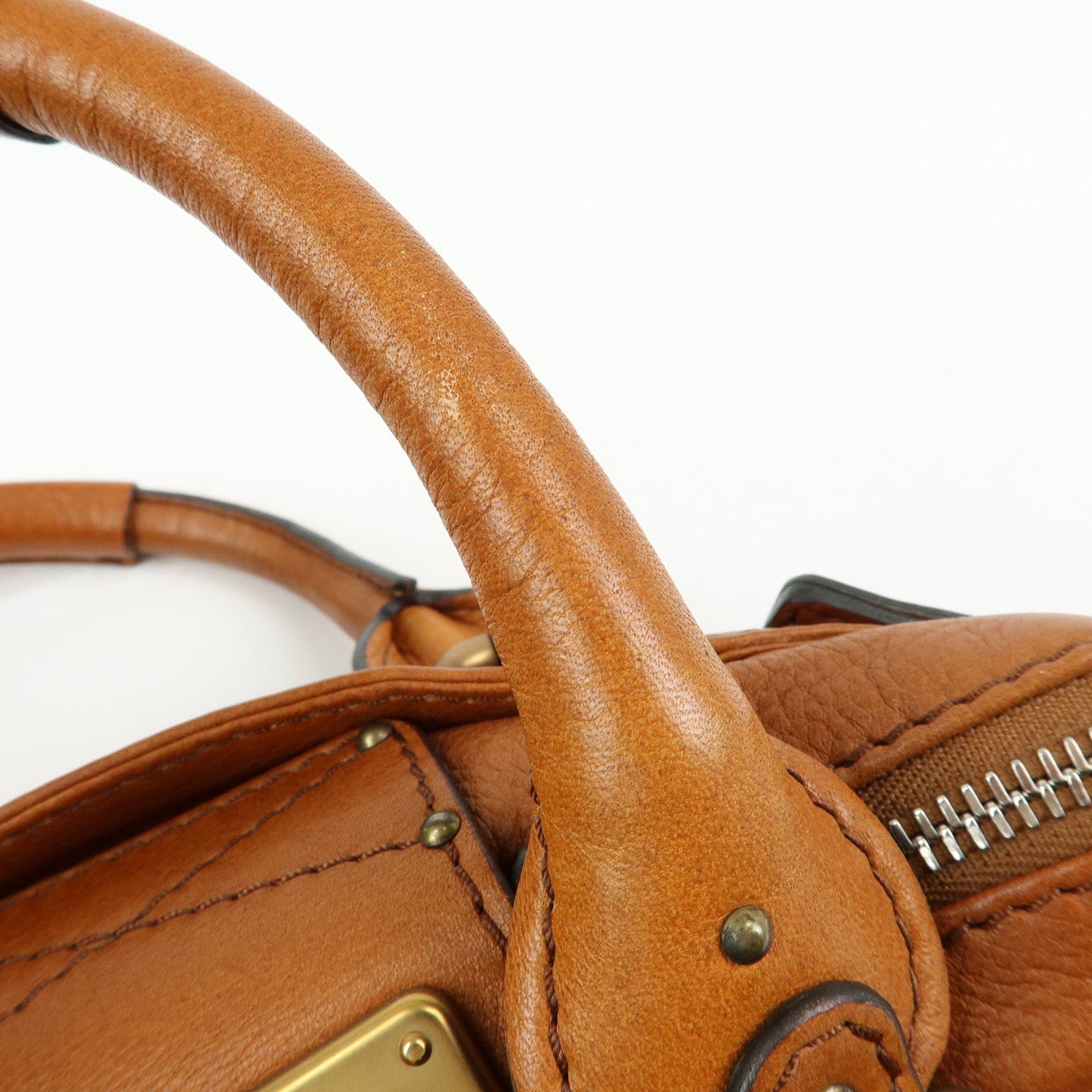 Chloe Paddington Leather Mini Hand Bag Boston Bag Brown