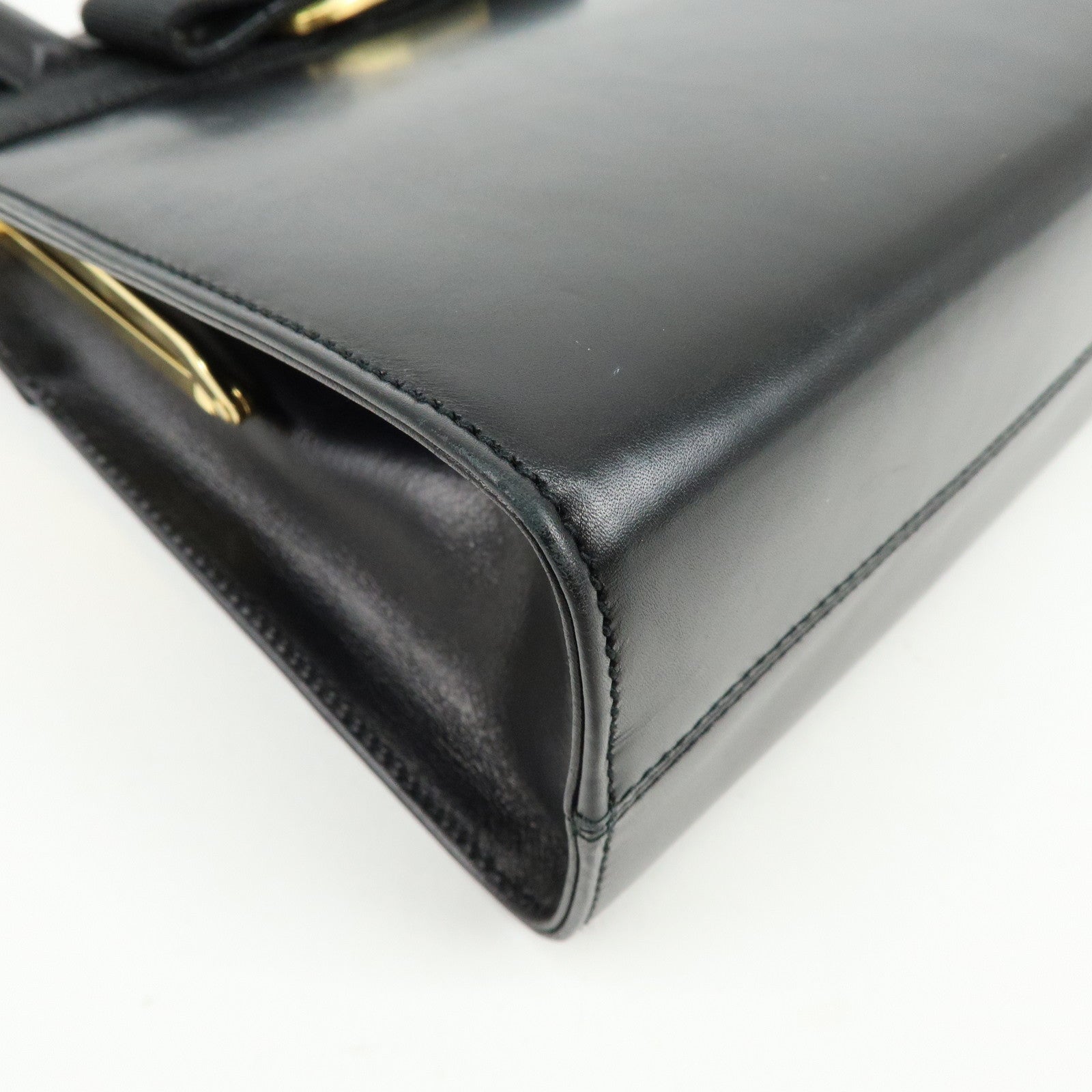 Ferragamo Vara Ribbon Leather 2Way Bag Hand Bag Black