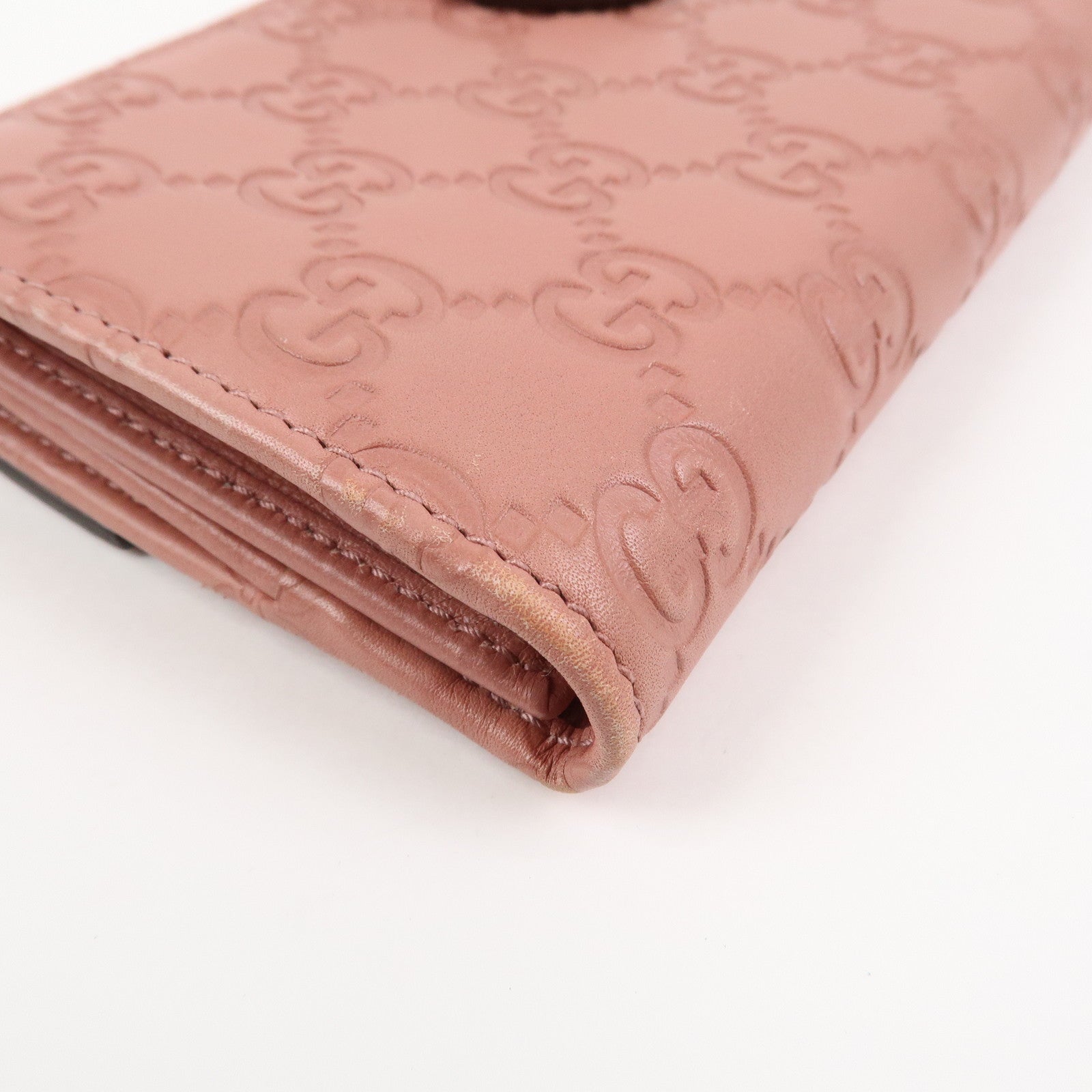 GUCCI Guccissima Lovely Heart Leather Long Wallet Pink 203550