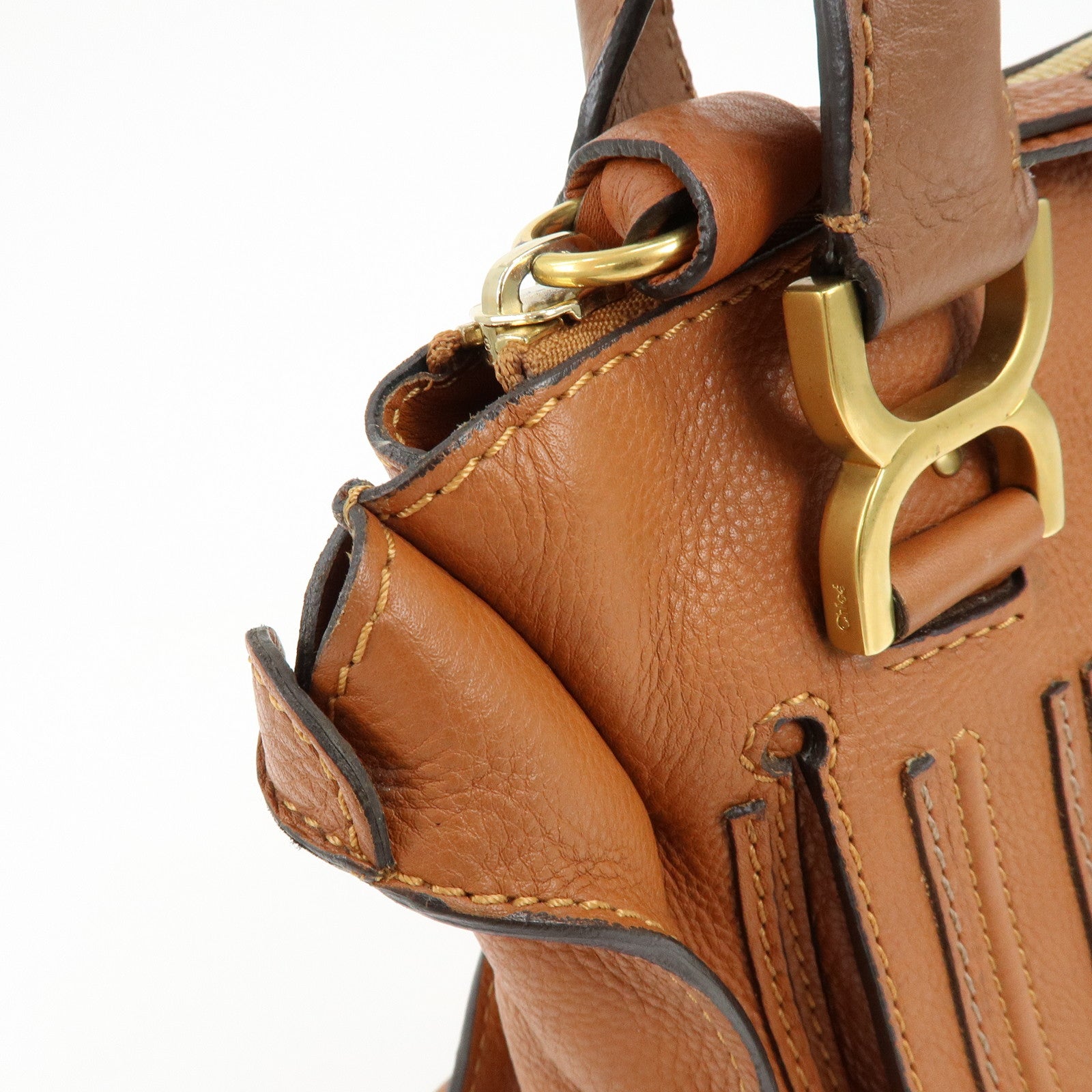 Chloe Marcie Leather Tote Bag Hand Bag Shoulder Bag Brown