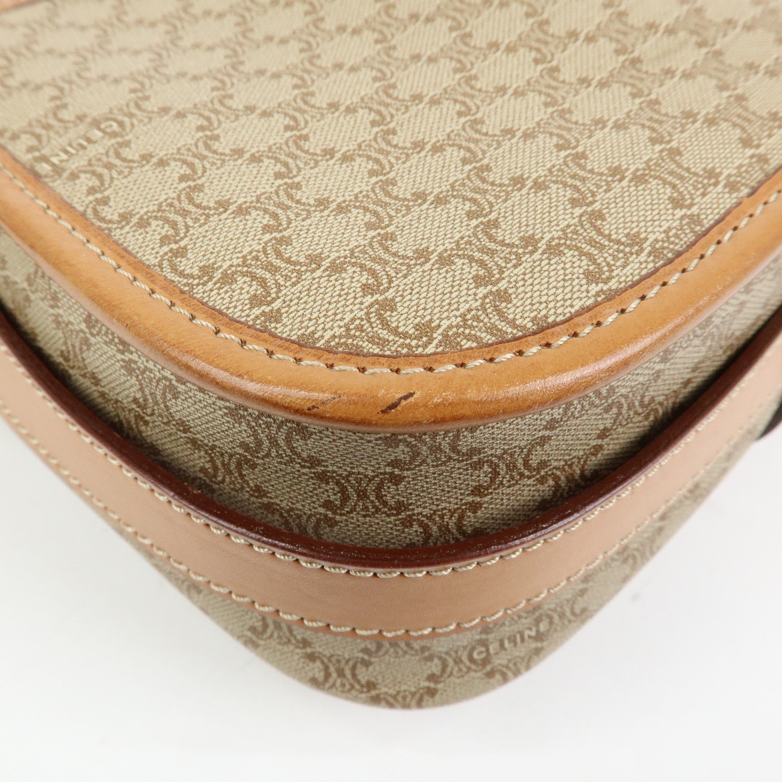 CELINE Macadam PVC Leather Shoulder Bag Beige Brown
