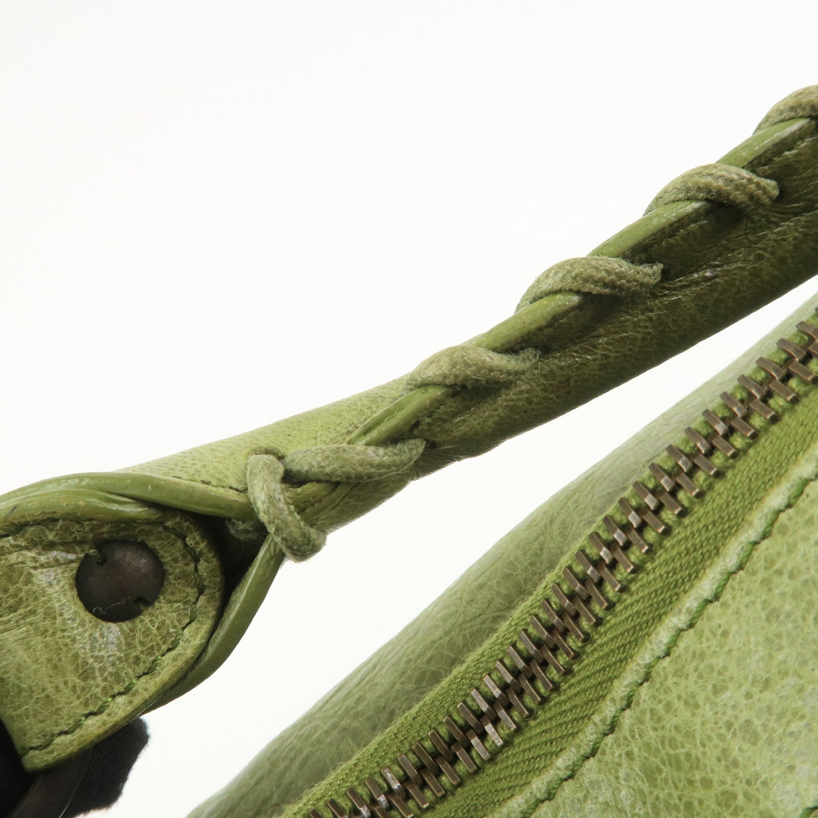 BALENCIAGA Leather The Day Shoulder Bag Green 140442