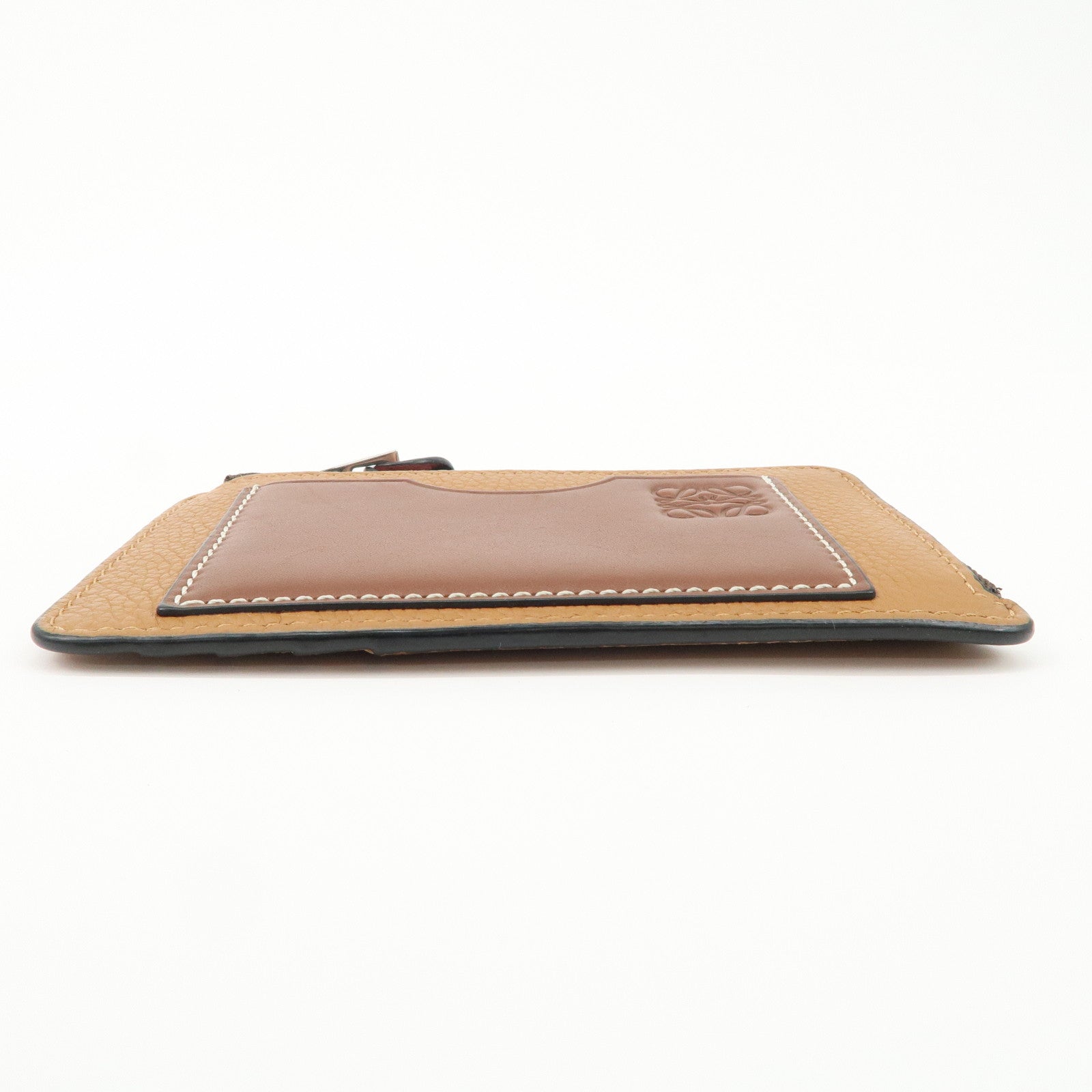 LOEWE Anagram Leather Coin Case Fragment Case Beige Brown