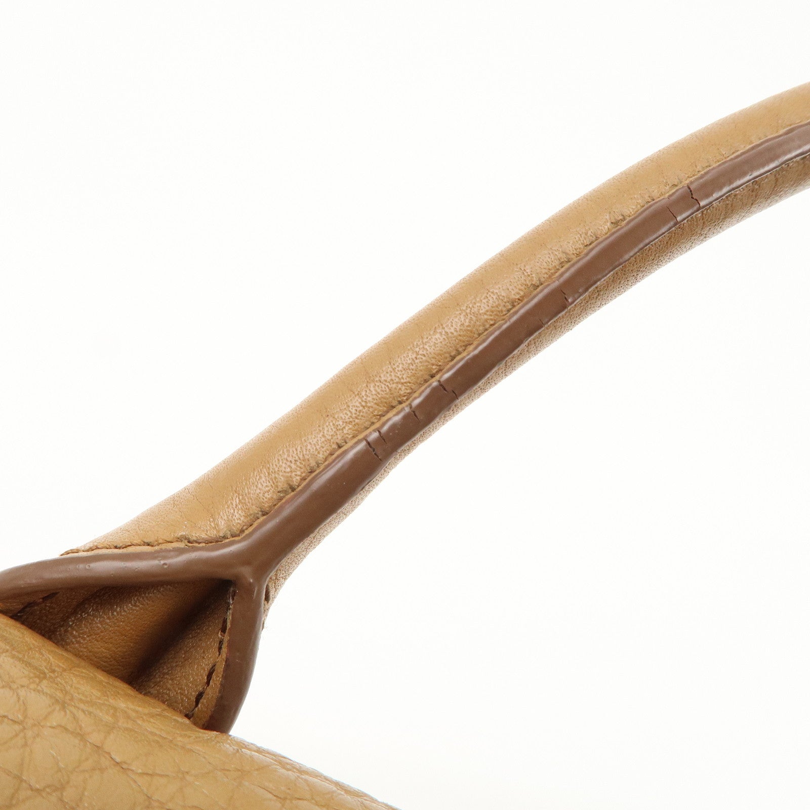 PRADA Triangle Logo Leather 2Way Bag Boston Bag Hand Bag Brown 1BB031 Used