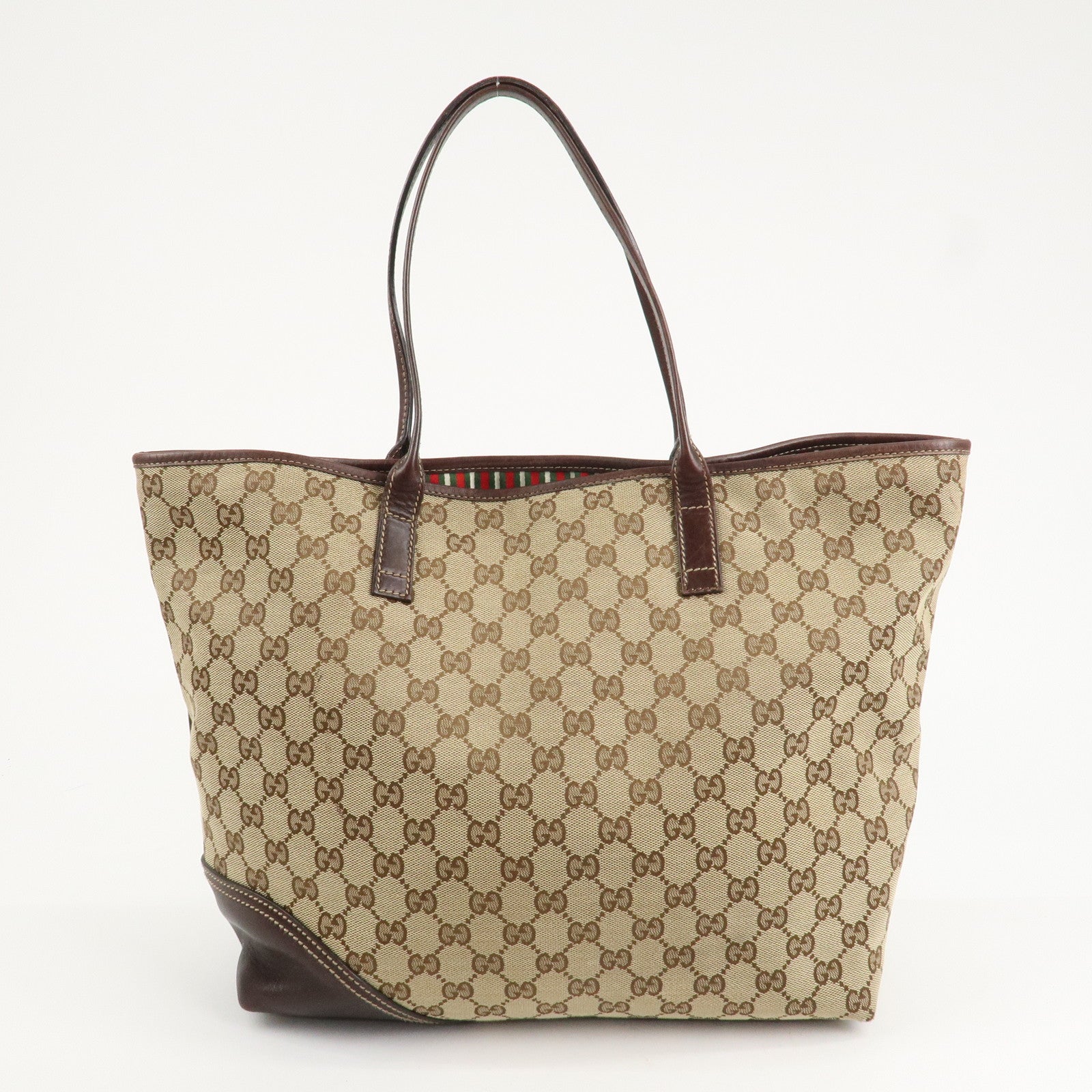 GUCCI Abbey Interlocking G GG Canvas Leather Tote Bag Brown 169945 Used