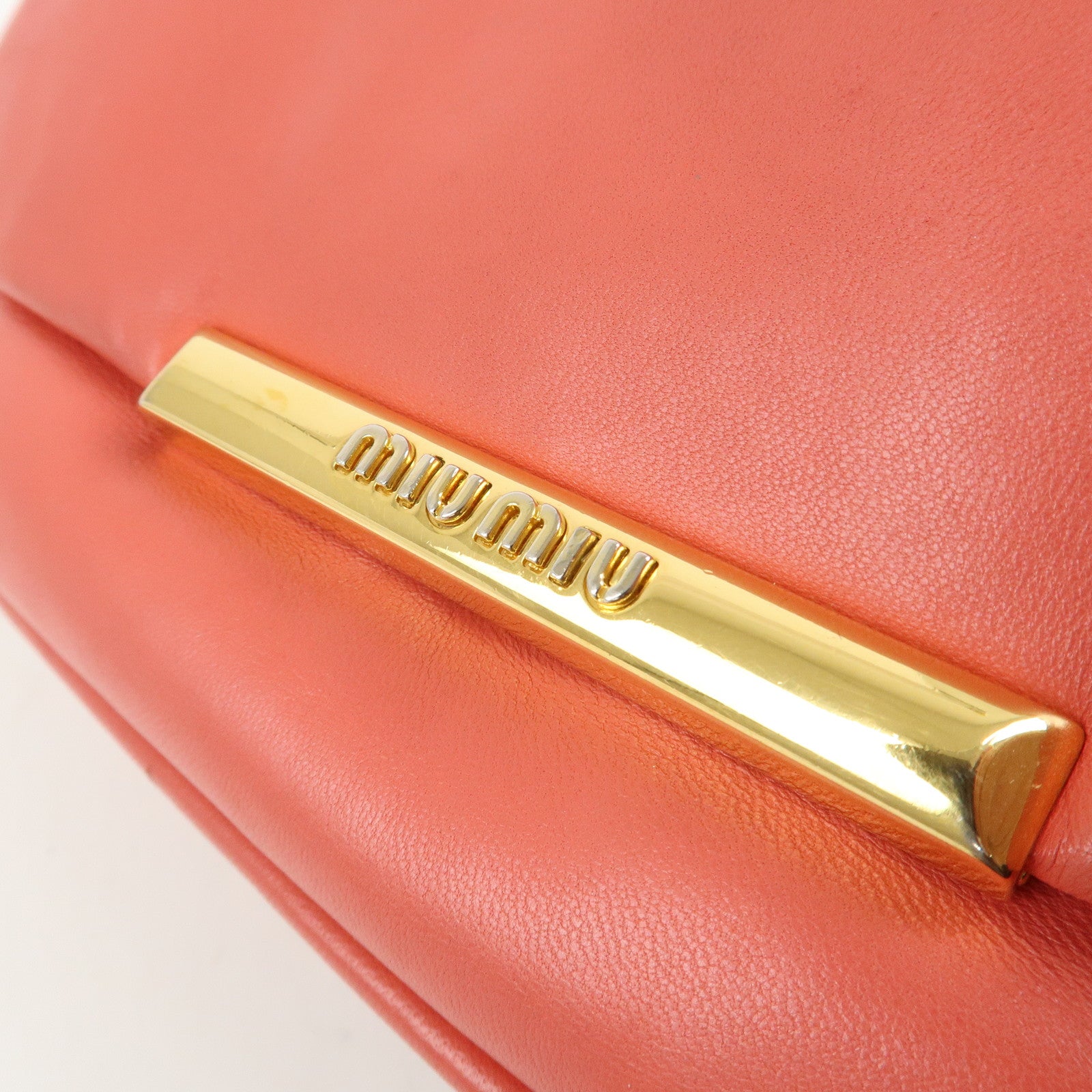 MIU MIU Nappa Leather Chain Shoulder Bag Crossbody Bag Coral