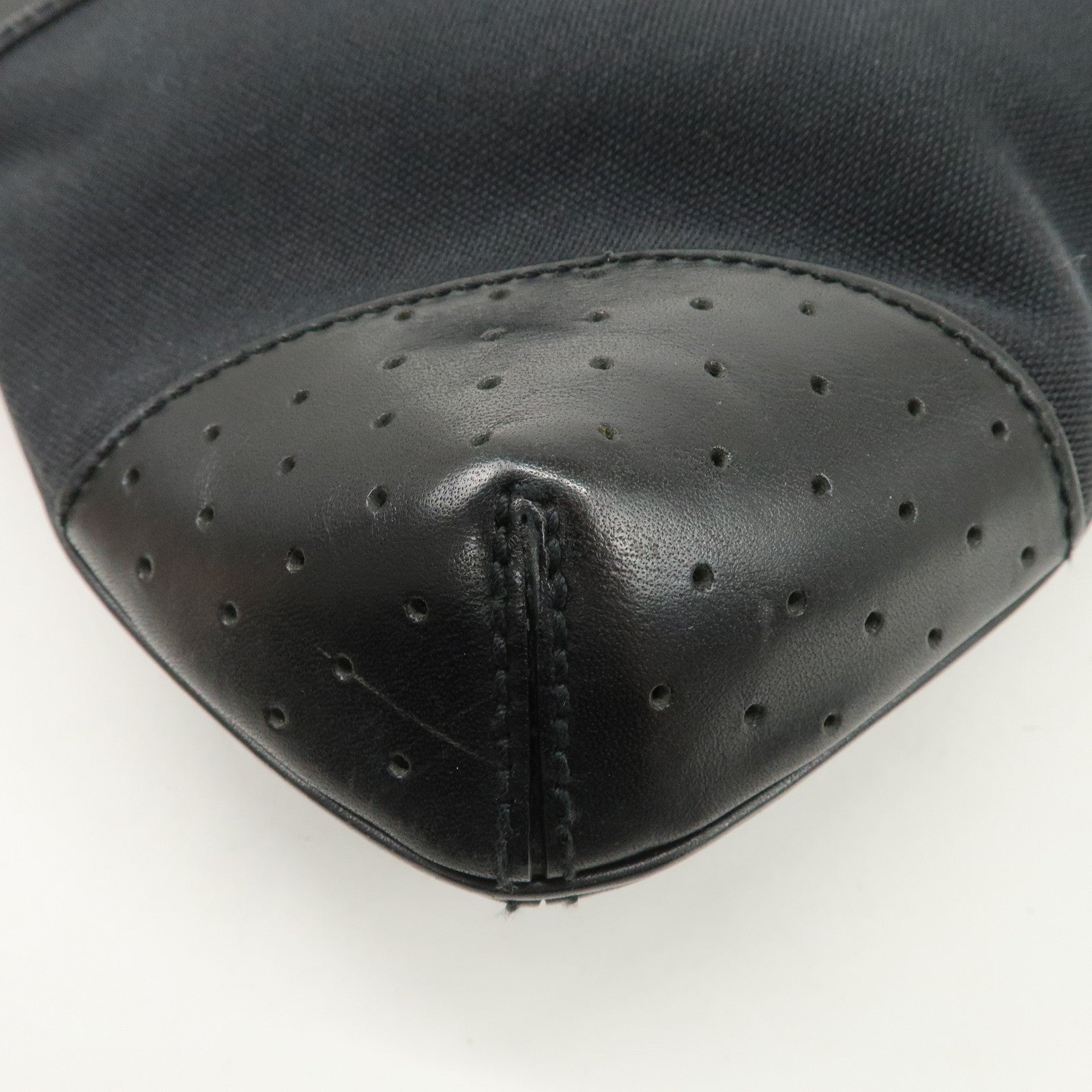 GUCCI Interlocking G Canvas Leather Hand Shoulder Bag Black 114875 Used