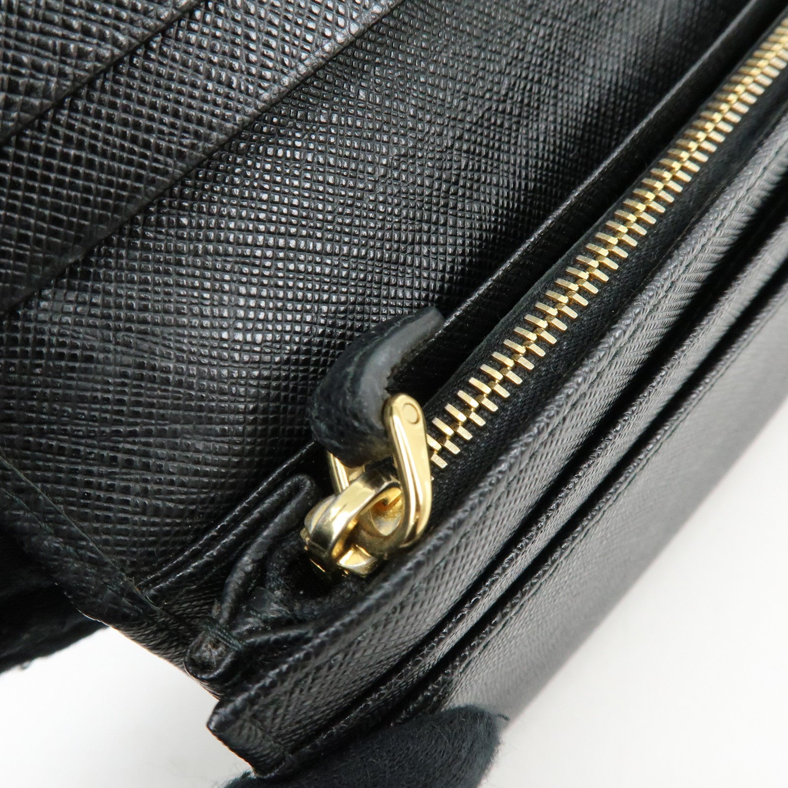 PRADA Saffiano Leather Flap Bi-Fold Long Wallet Black 1MH132