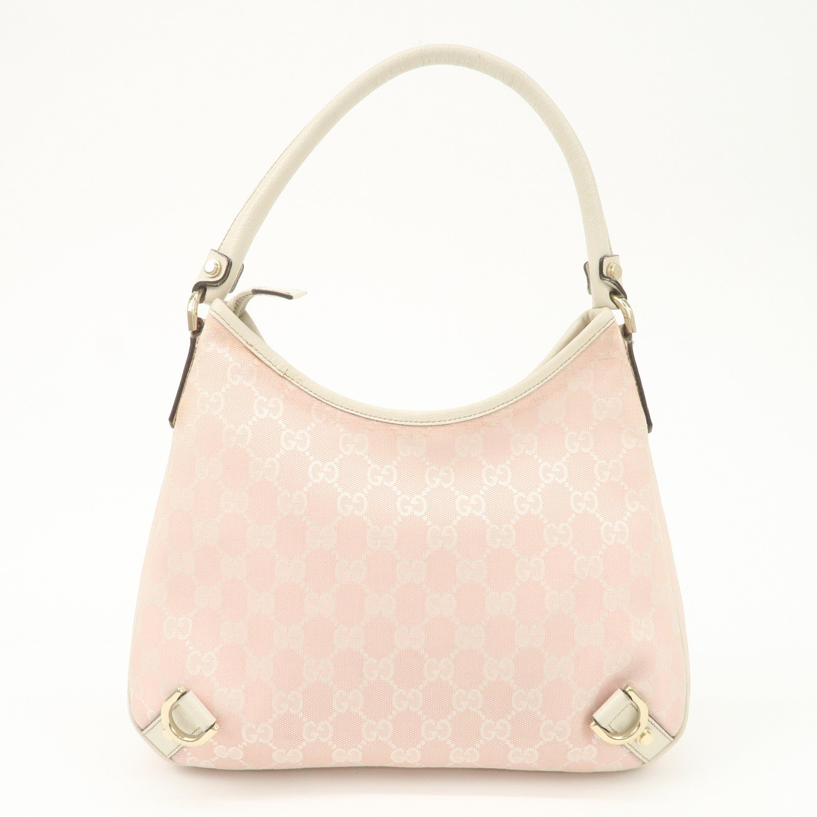 GUCCI Abbey GG Canvas Leather Shoulder Bag Ivory Pink 130738 Used