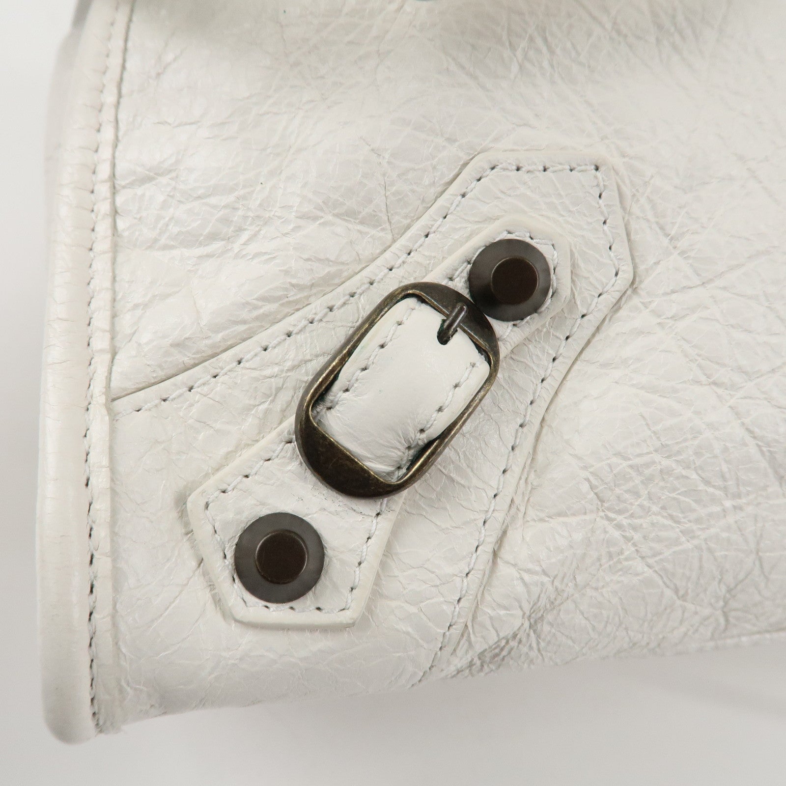 BALENCIAGA The City Leather 2Way Hand Bag White 115748 Used